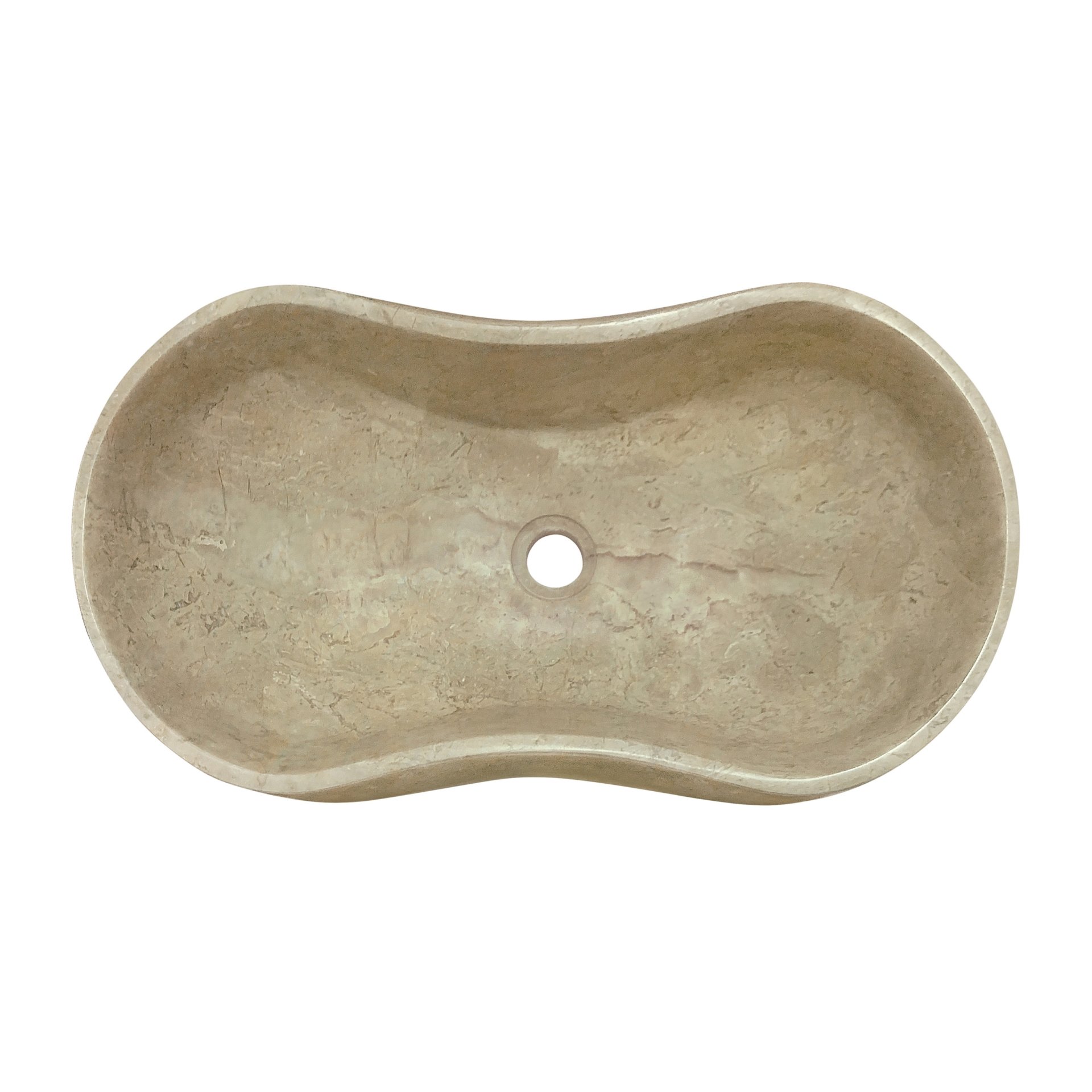 Bathroom Vessel Sink, Wavy Design, Semi Polished Surface - Beige / Gold / Beige / Yellow / Gold - Image 10