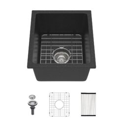 Quartz Composite Undermount Single Bowl Kitchen Sink - Black