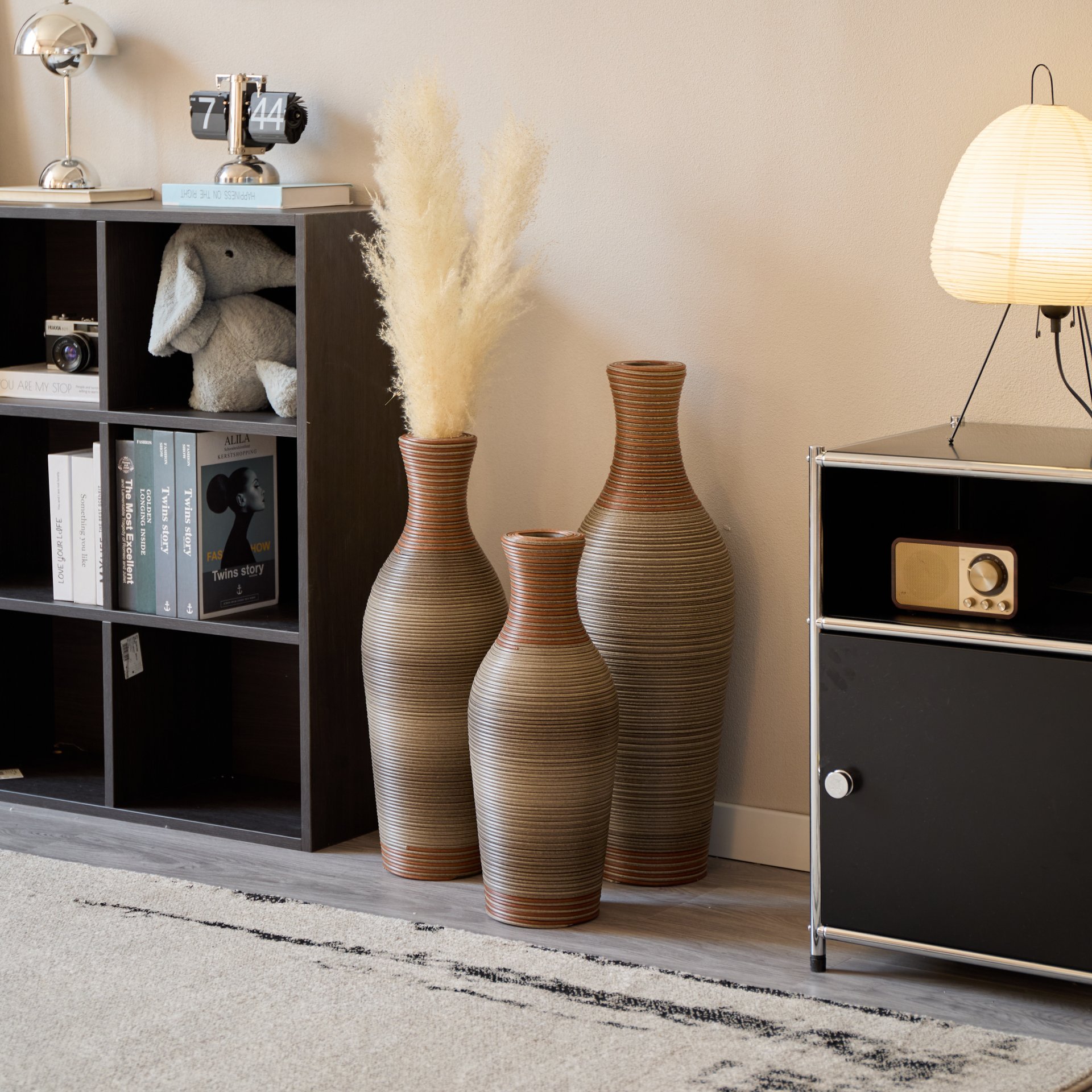 Desktop Vase, Classic And Neat Floor Vase, High Independent Flower Stand, Home Decoration Flower Stand (Set of 3) - Brown Gray - Image 4