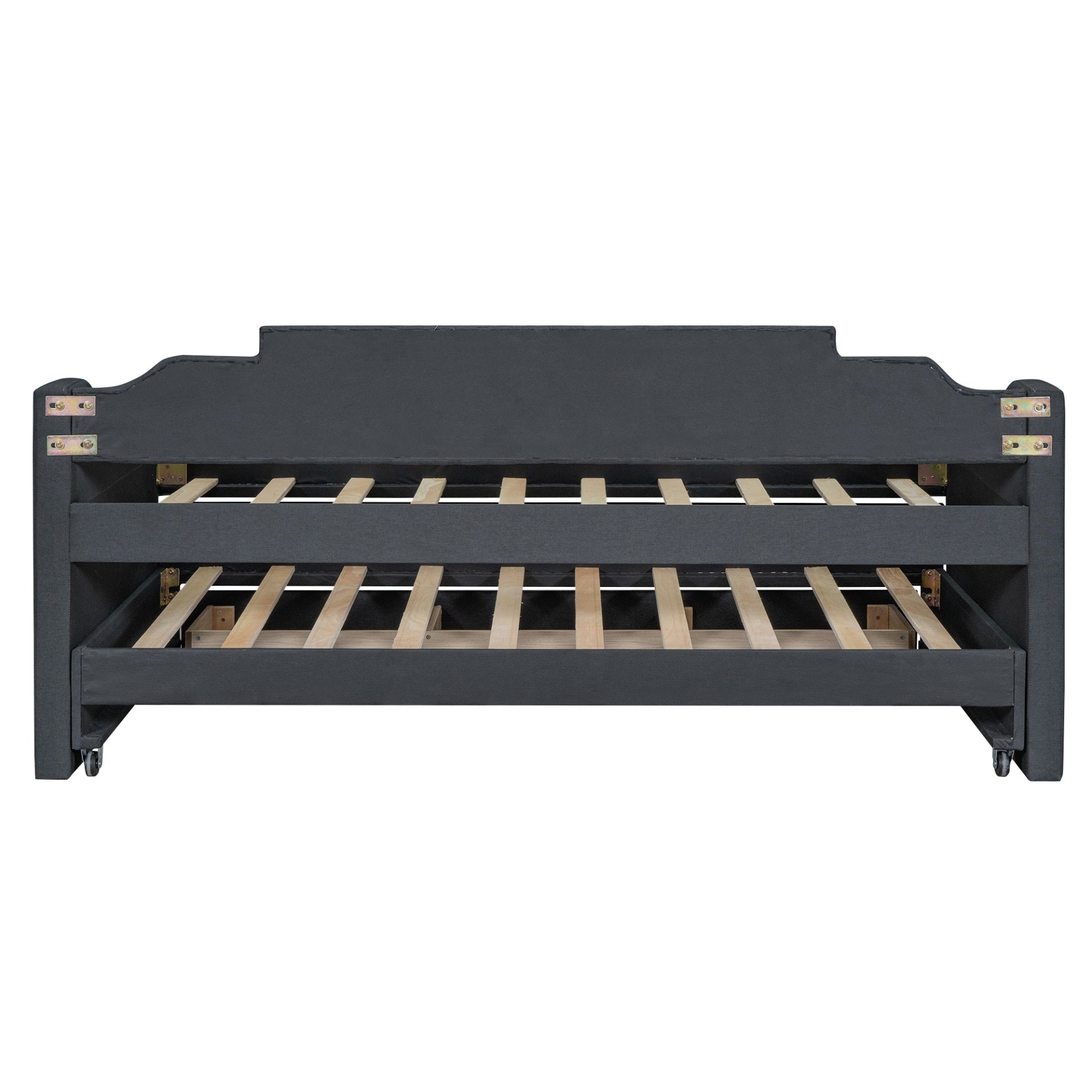 Twin Size Upholstered Daybed With Trundle And 3 Drawers - Gray - Image 9