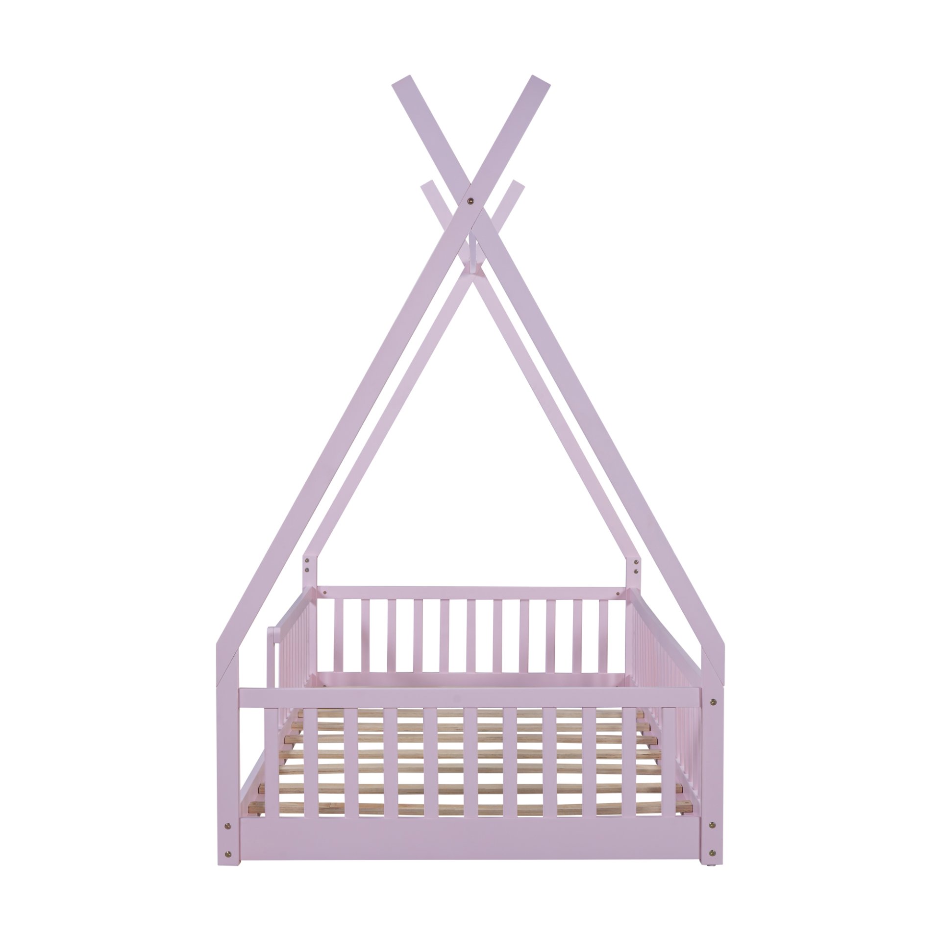 Twin Size House Bed With Fence - Pink - Image 8