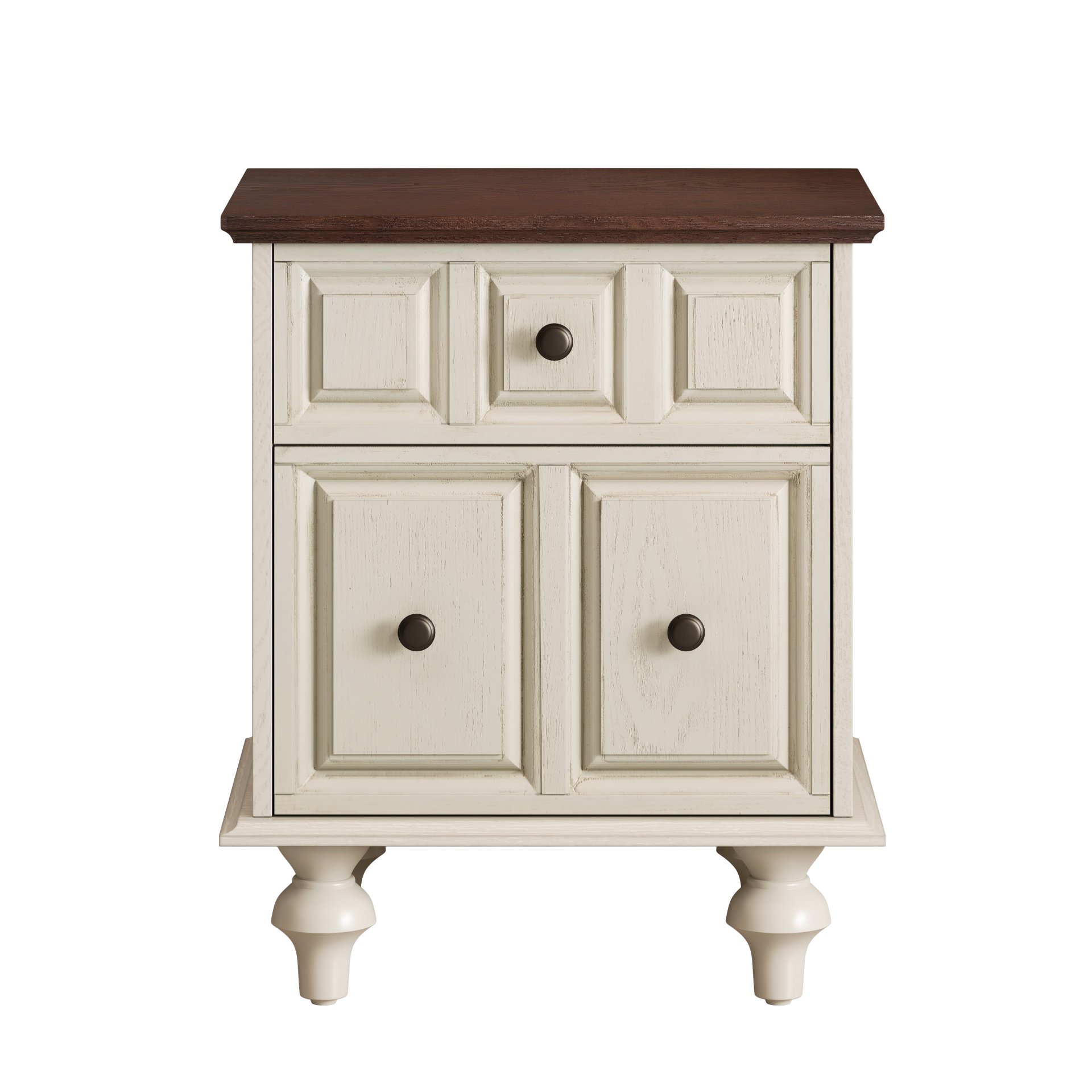 Nightstand With 2 Drawers And Roman Column Legs - Antique White - Image 9