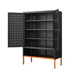Gjg Hua - Shoe Cabinet With Ergonomic Steel Handle And Breathable Butterfly Door - Black