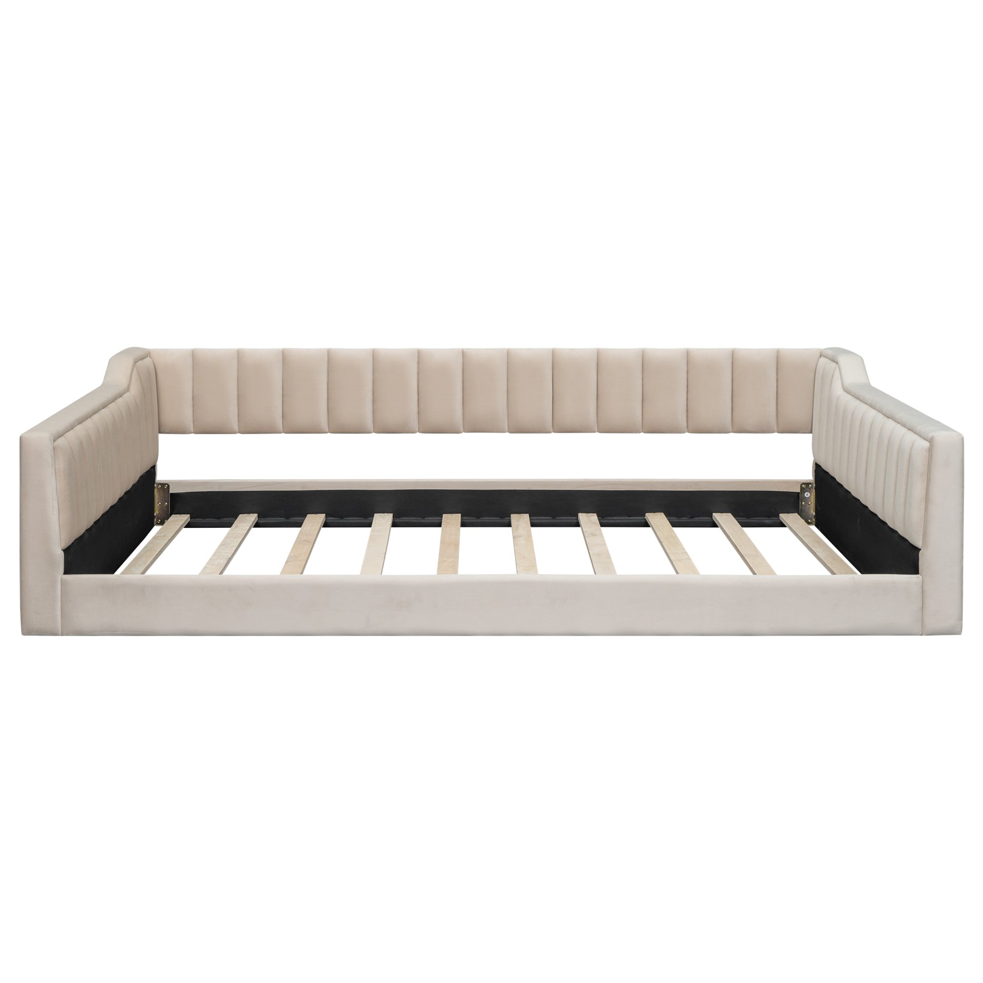 Full Long Upholstered Daybed With Side Storage And Tapered Legs - Beige - Image 6