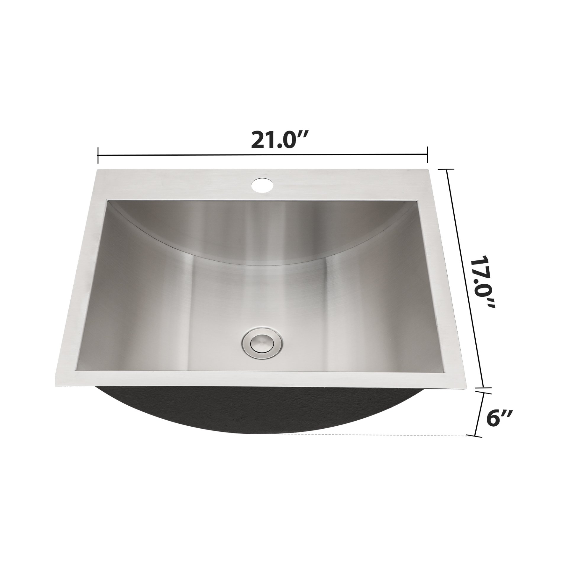 21 X 17" Drop In Bathroom Sink With Pop Up Drain, Stainless Steel Su304, Durable & Rust Resistant, Easy Installation - Brushed Nickel - Image 3