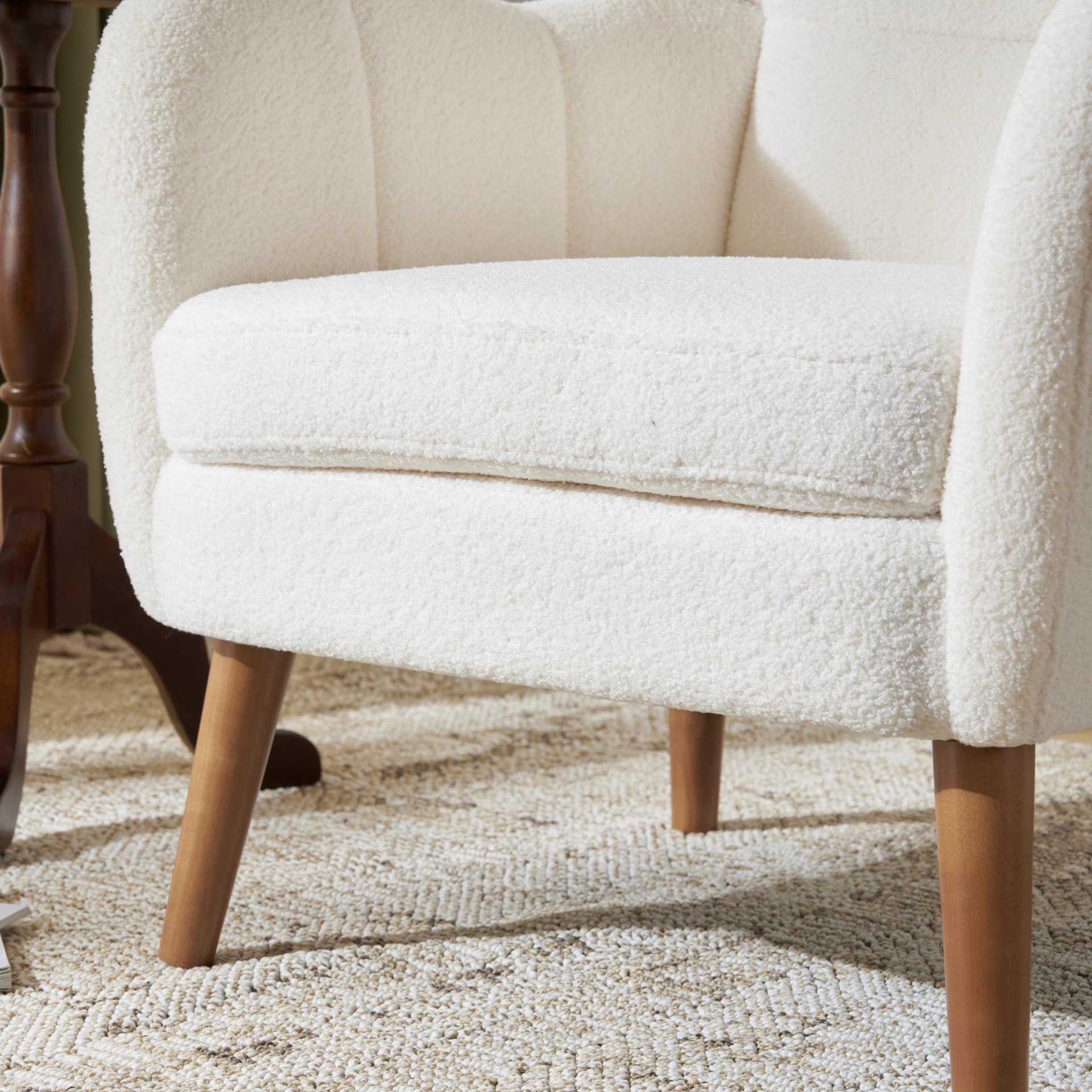 Accent Chair With Birch Wood Legs - White - Image 14