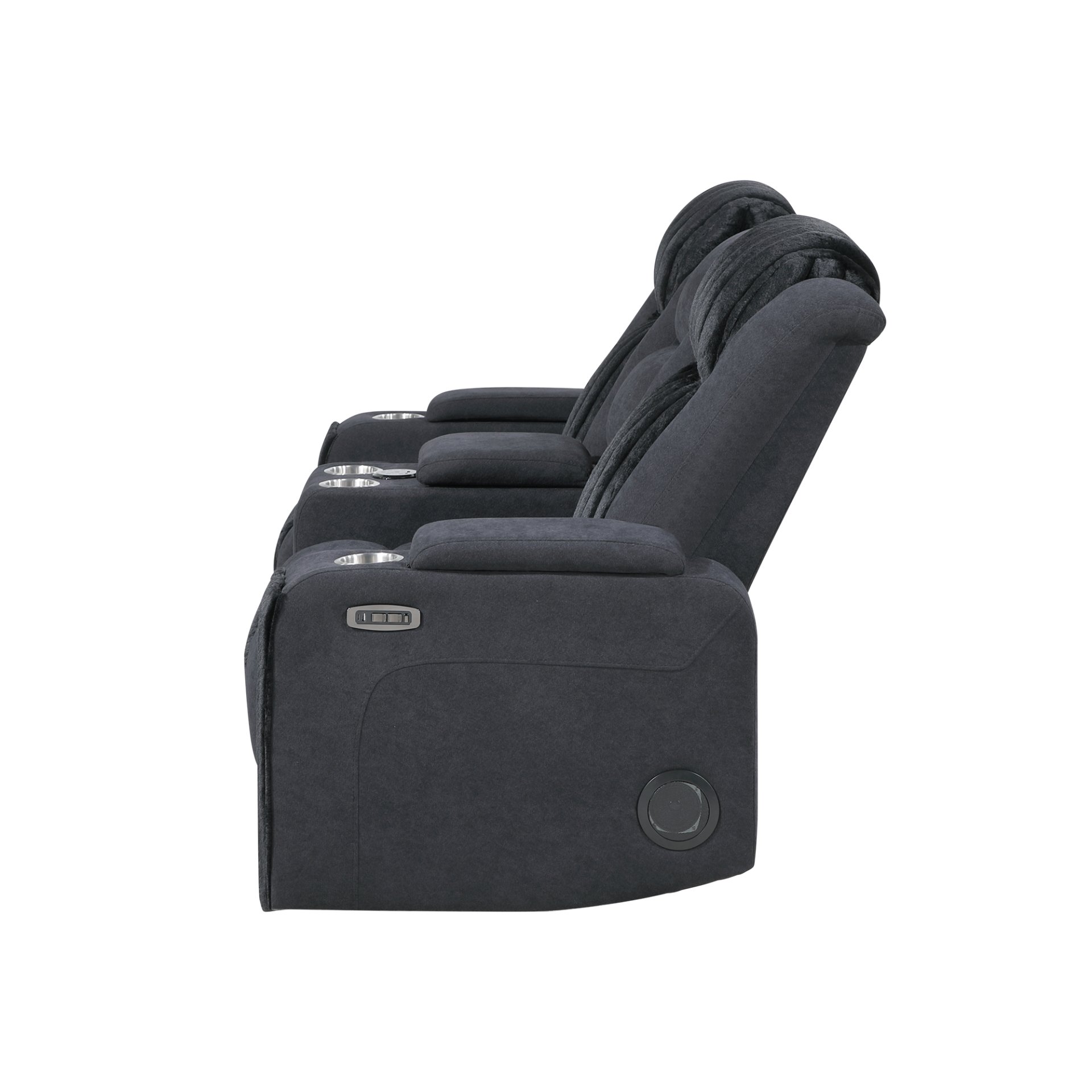 Duran - Power Reclining Loveseat, LED Light And Bluetooth Speaker - Black - Image 5