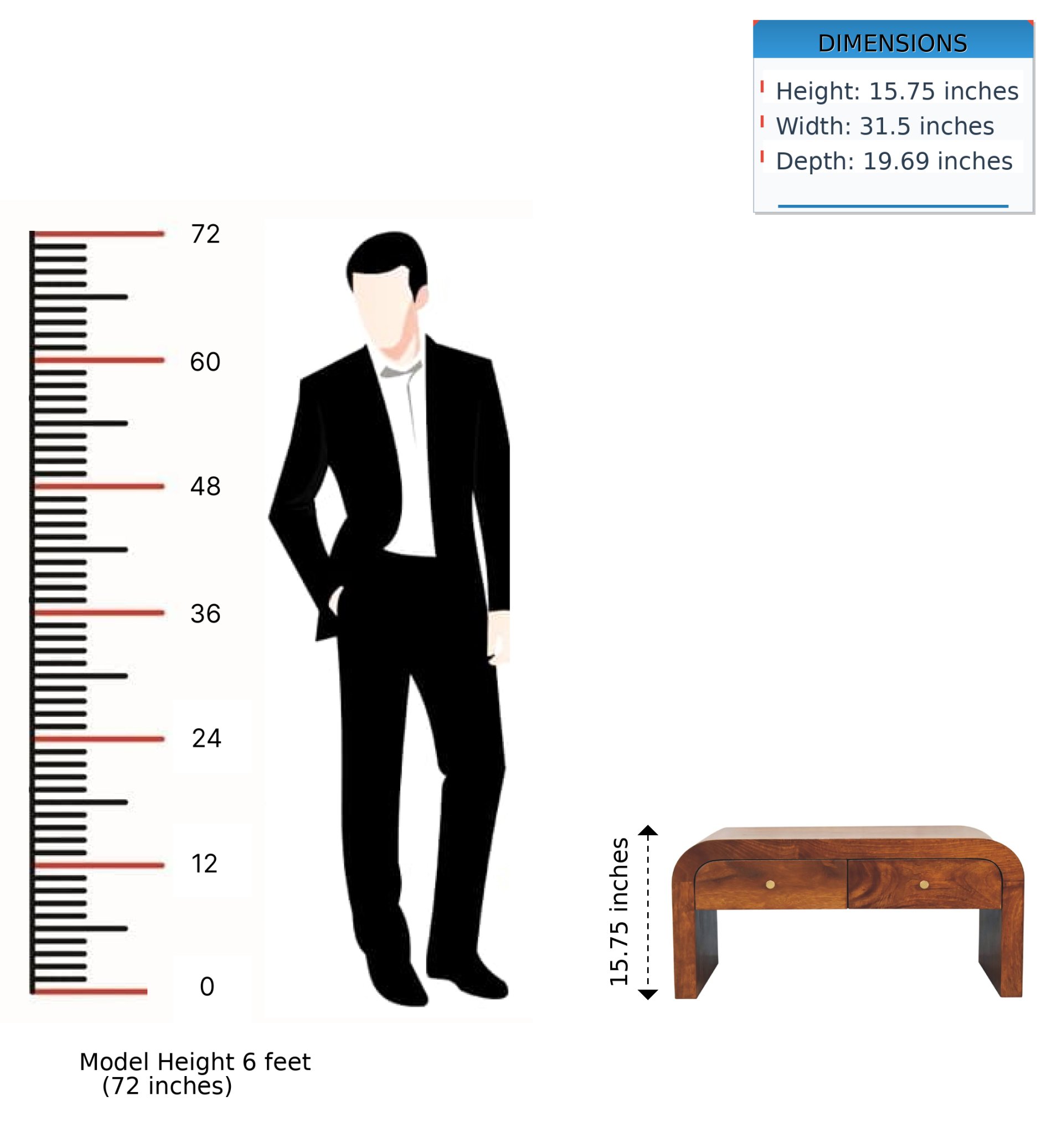 Darcy - Coffee Table, 2 Drawer - Chestnut - Image 12