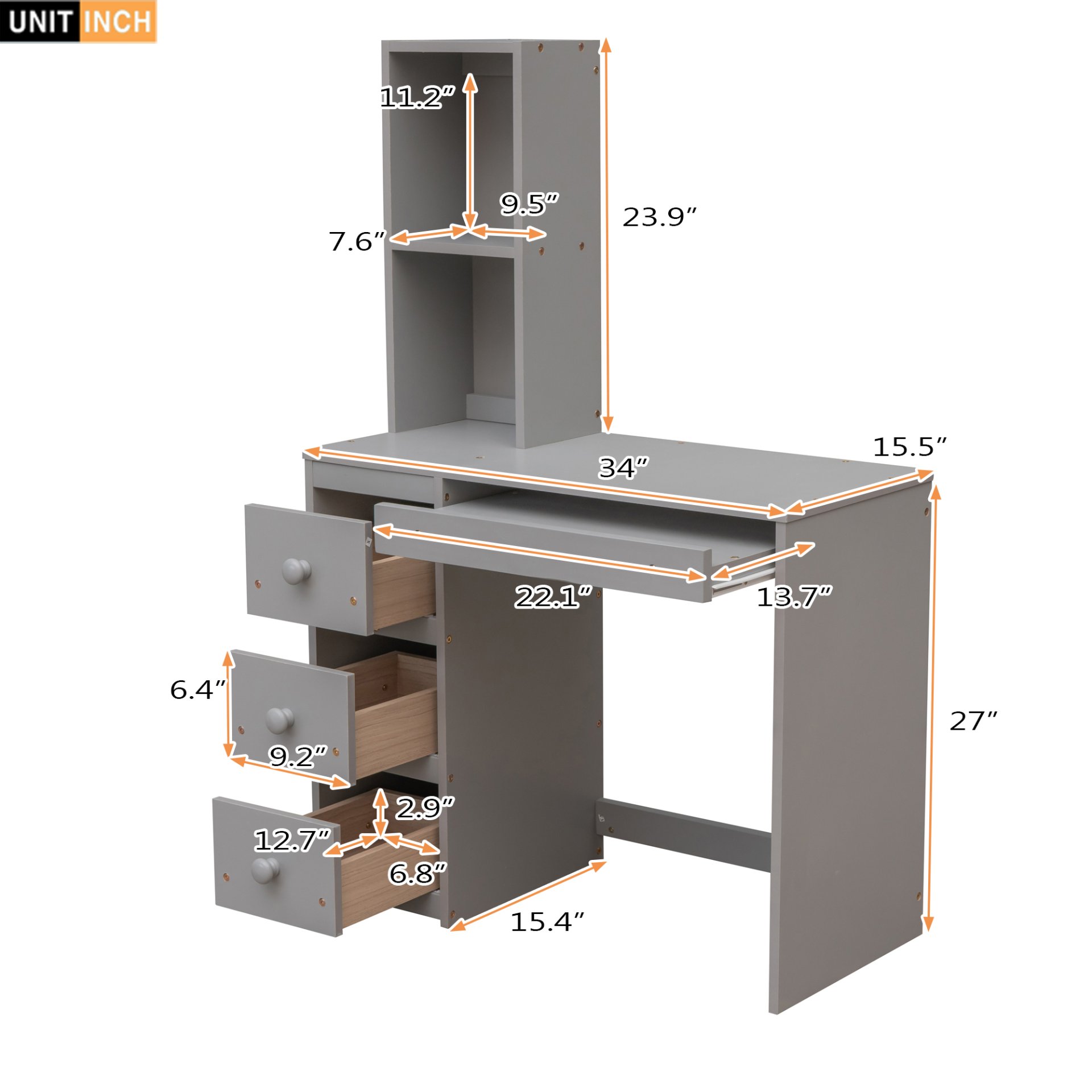 Twin Size Loft Bed With Stand Alone Bunk, Storage Staircase, Desk, Shelves, And Drawers - Gray - Image 6