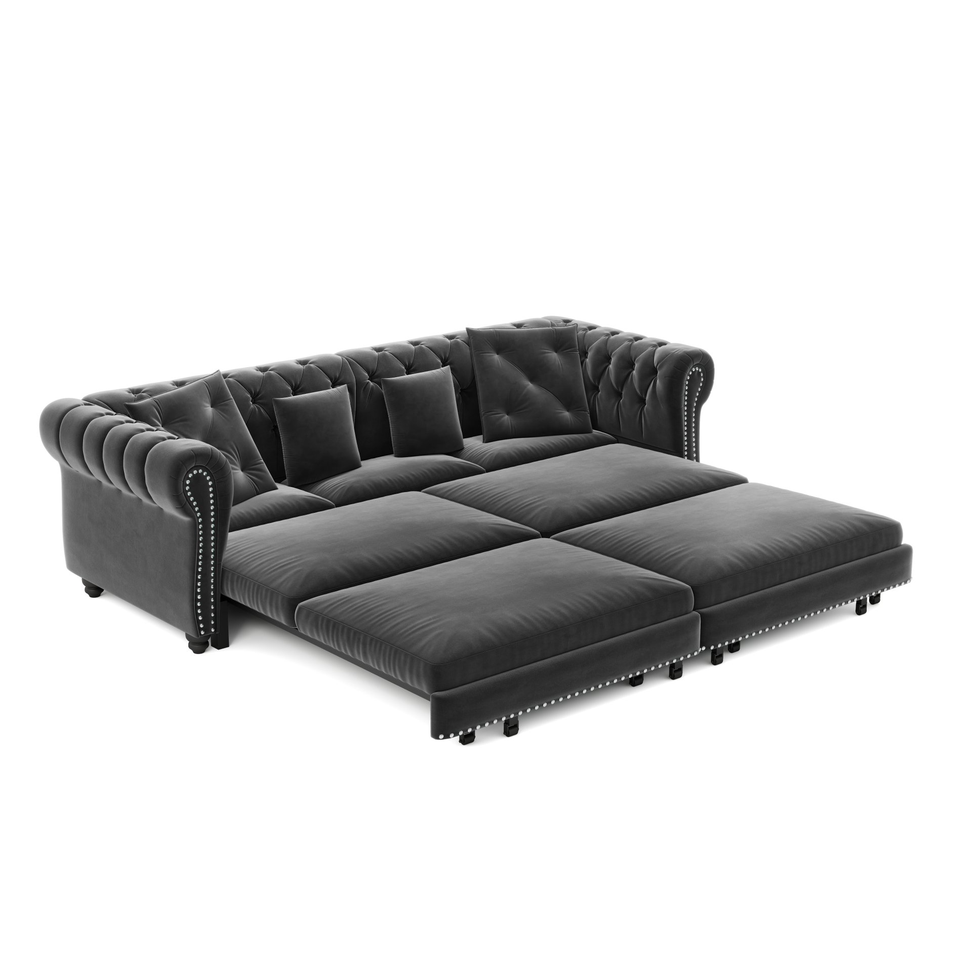 3 In 1 Pull Out Sofa Bed, Convertible Sleeper Sofa Bed, 3 Seater Sofa With Movable Ottoman - Gray - Image 18