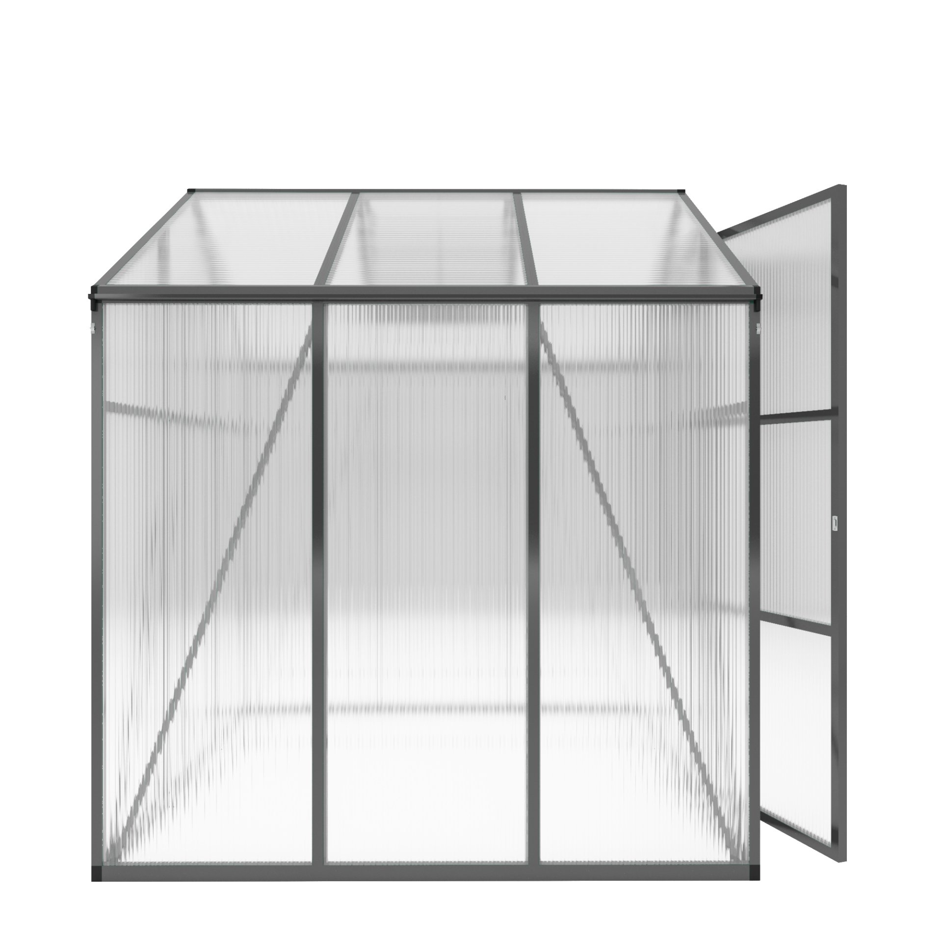 Gain Height Windproof Greenhouse 6 X 6 Ft Polycarbonate With Raised Base And Anchor Alloy Frame, All Season Outdoor Garden House - Black - Image 10