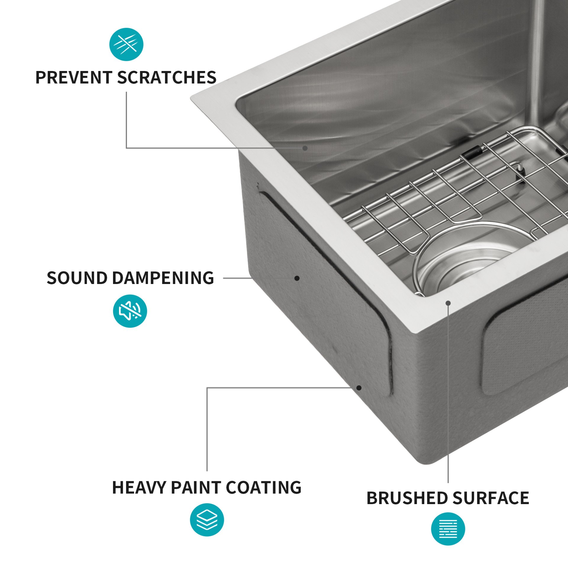 Undermount 13" Kitchen Sink 16 Gauge 9" Deep - Brushed Nickel - Image 7