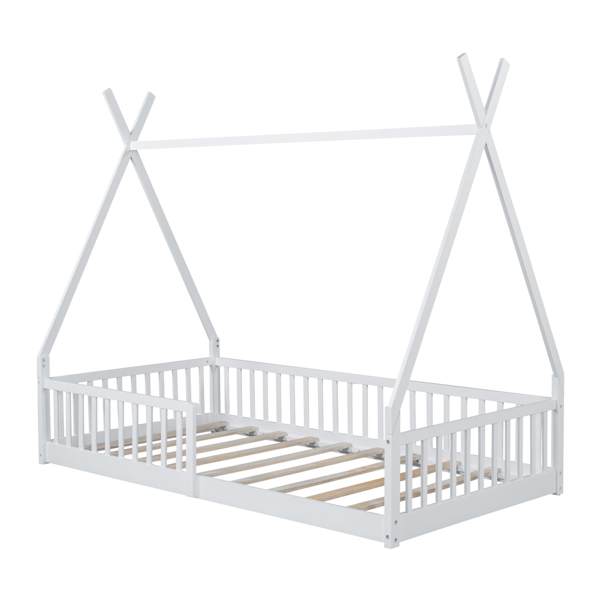 Twin Size House Bed & Fence - White - Image 8