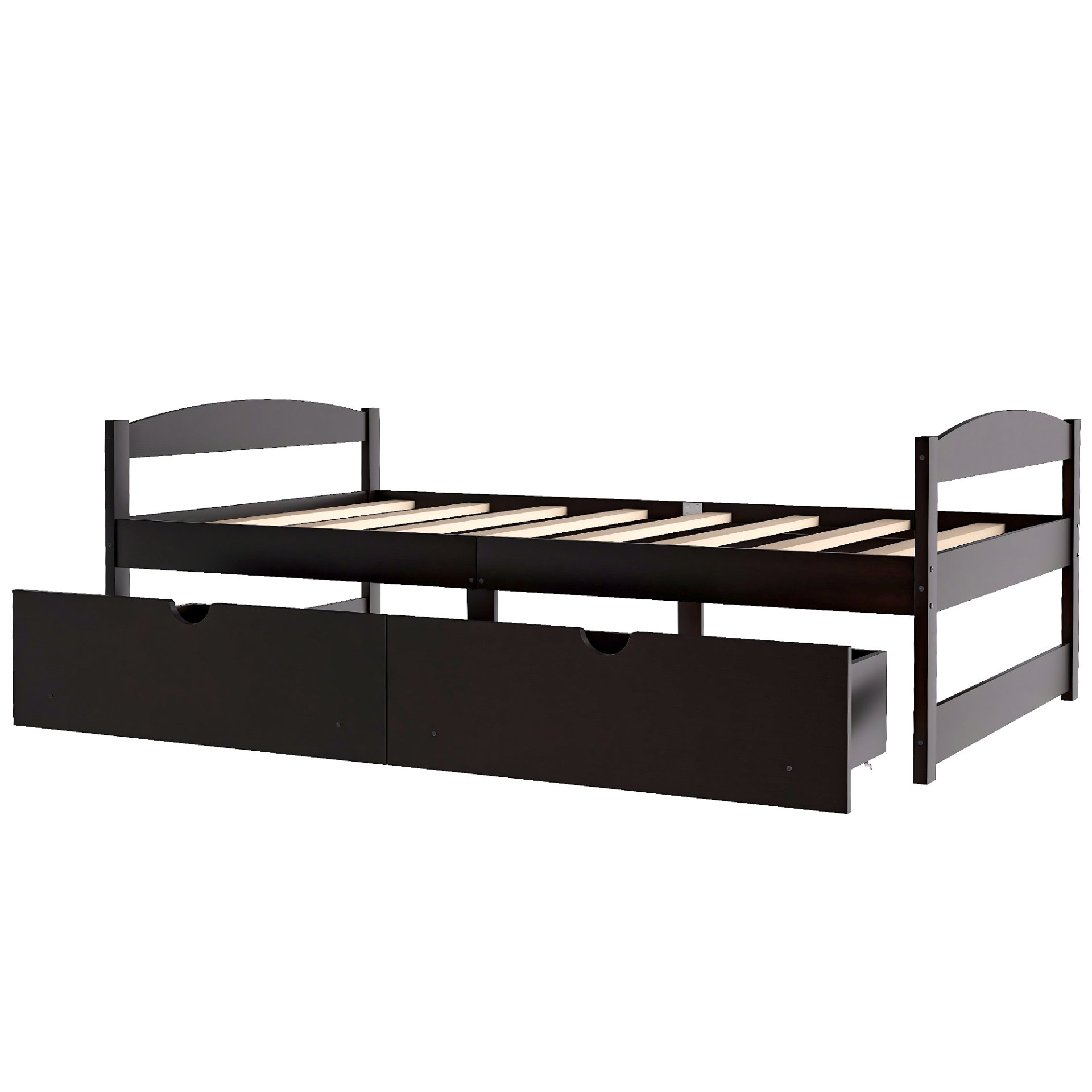Twin Size Platform Bed With 2 Drawers - Espresso - Image 8