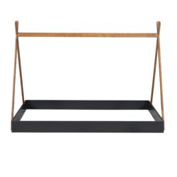 Full Size Tent Floor Bed With Triangle Structure, Low Profile Design - Black / Brown