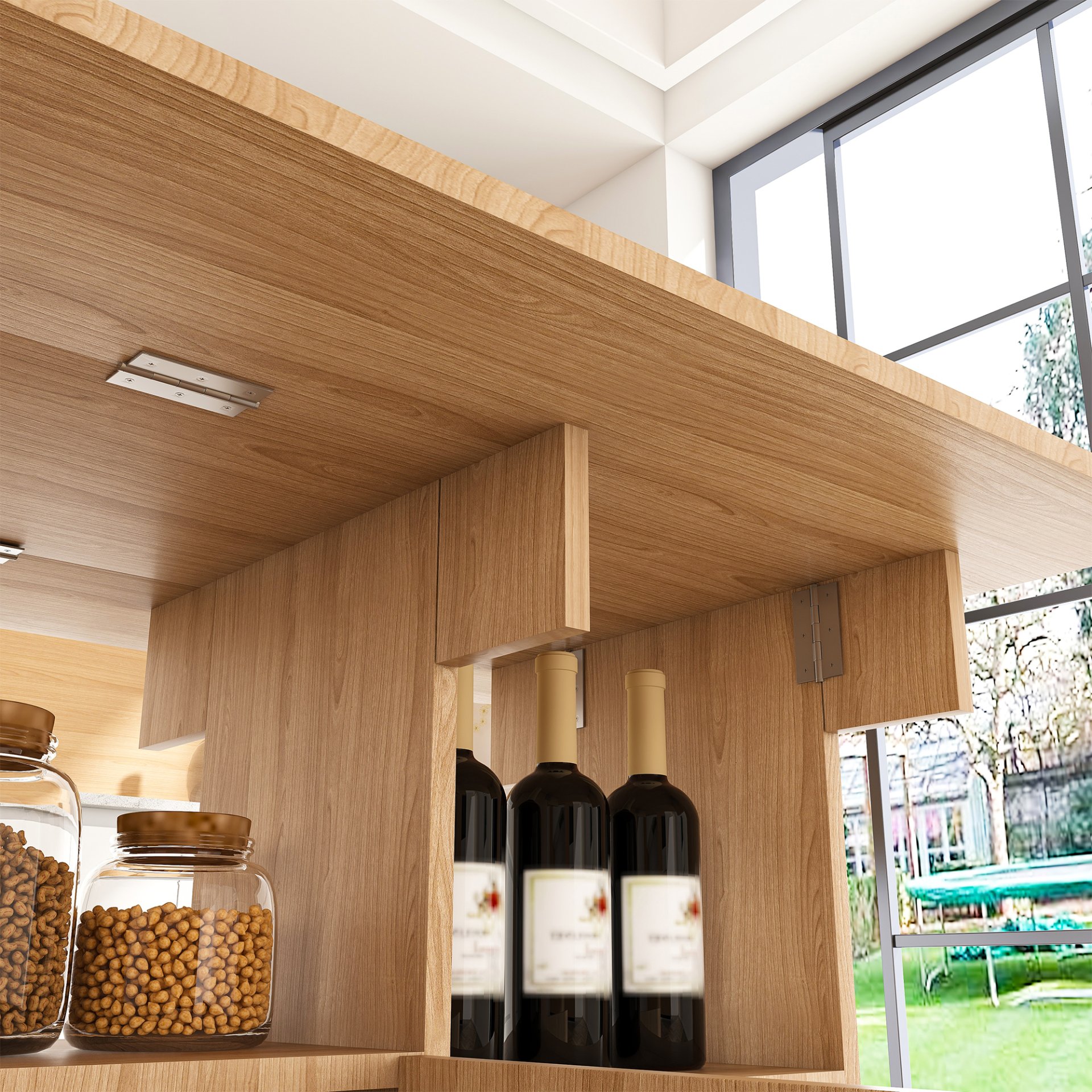 Multifunctional Folding Table With Storage Shelves And Wheels, Compact Desk For Kitchen - Walnut - Image 7