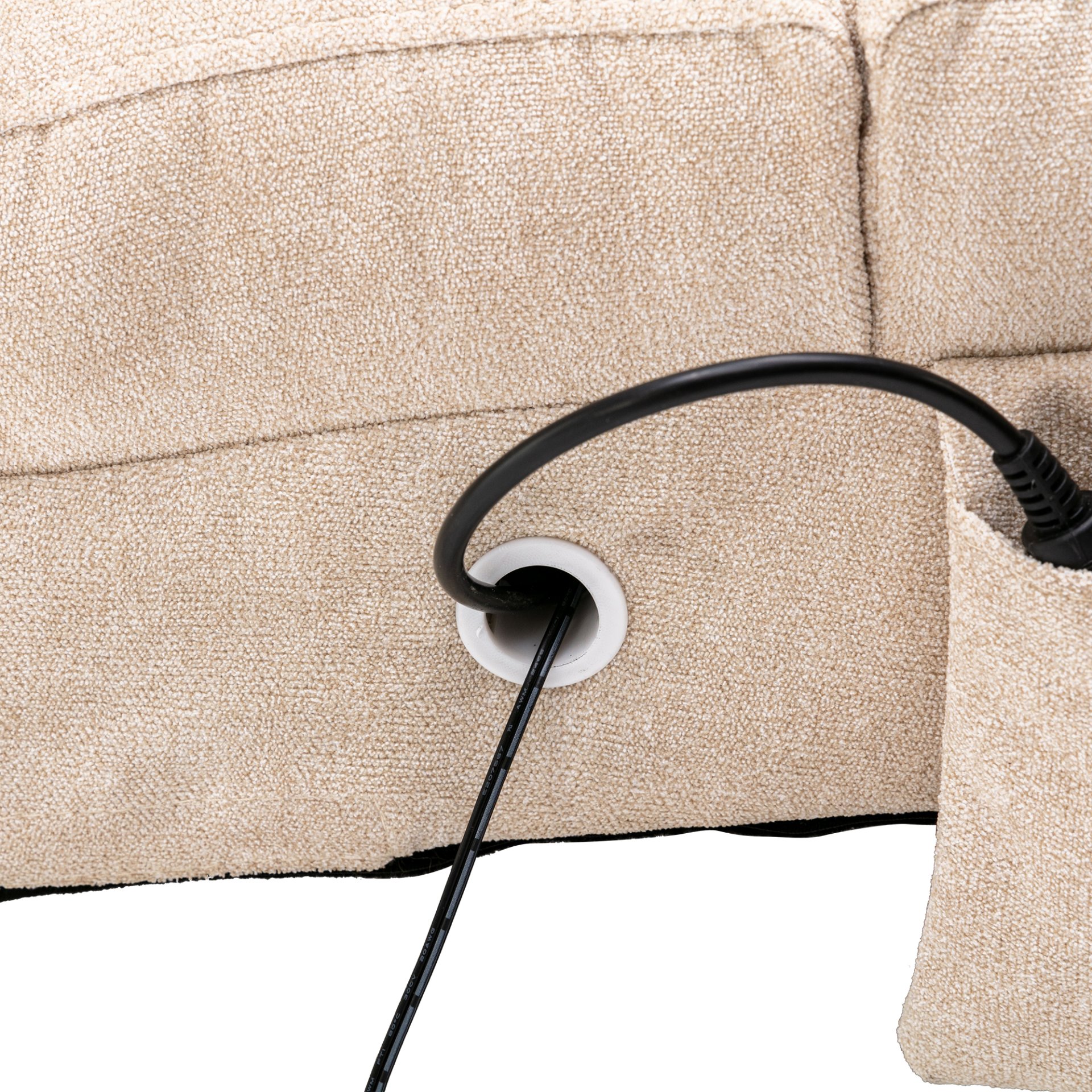 Linen Massage Chaise Lounge Indoor With Remote Control, Ergonomic Electric Massage Lounger - Beige - Image 20