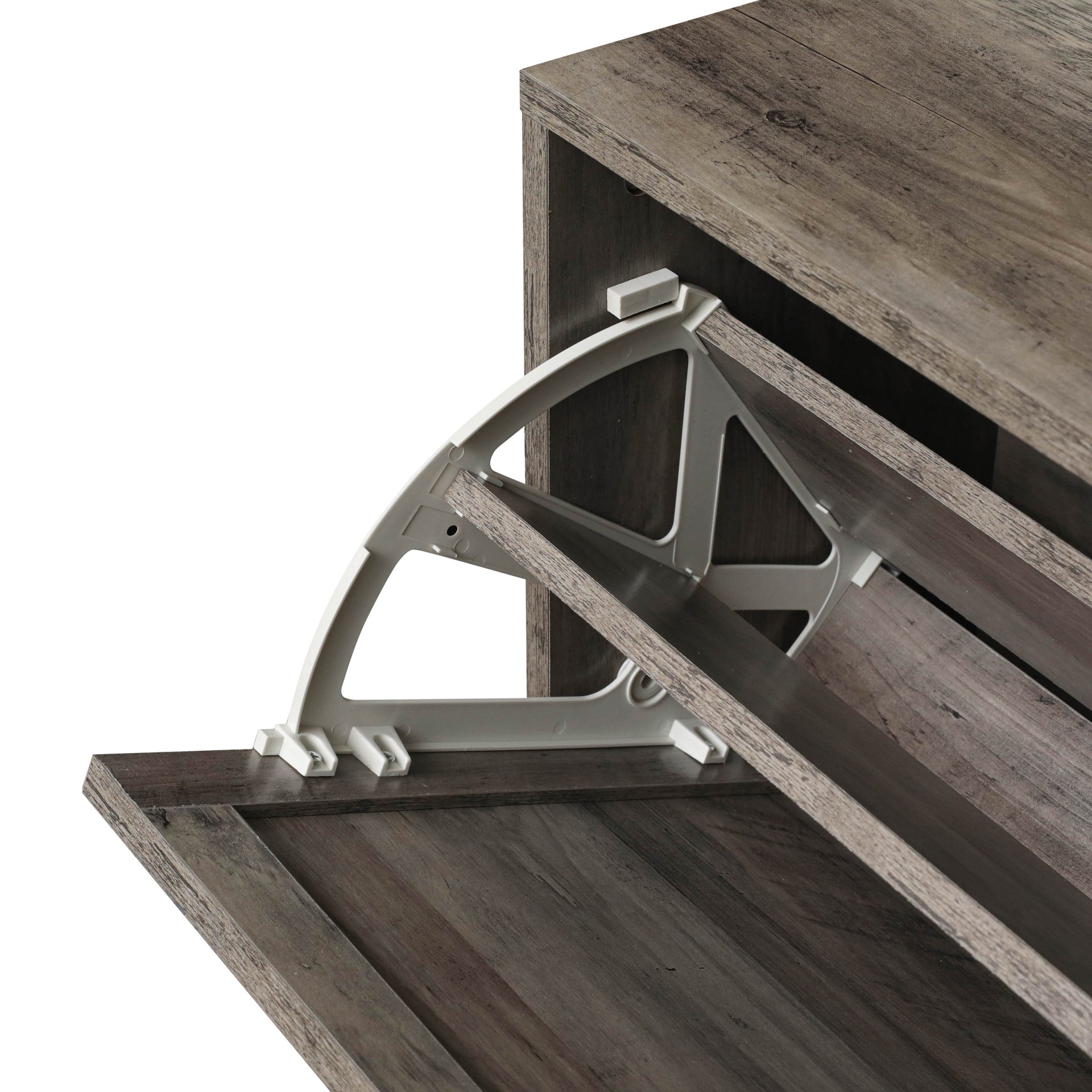 4 Door Shoe Rack, Freestanding Modern Shoe Storage Cabinet, For Entryway - Dark Gray - Image 17