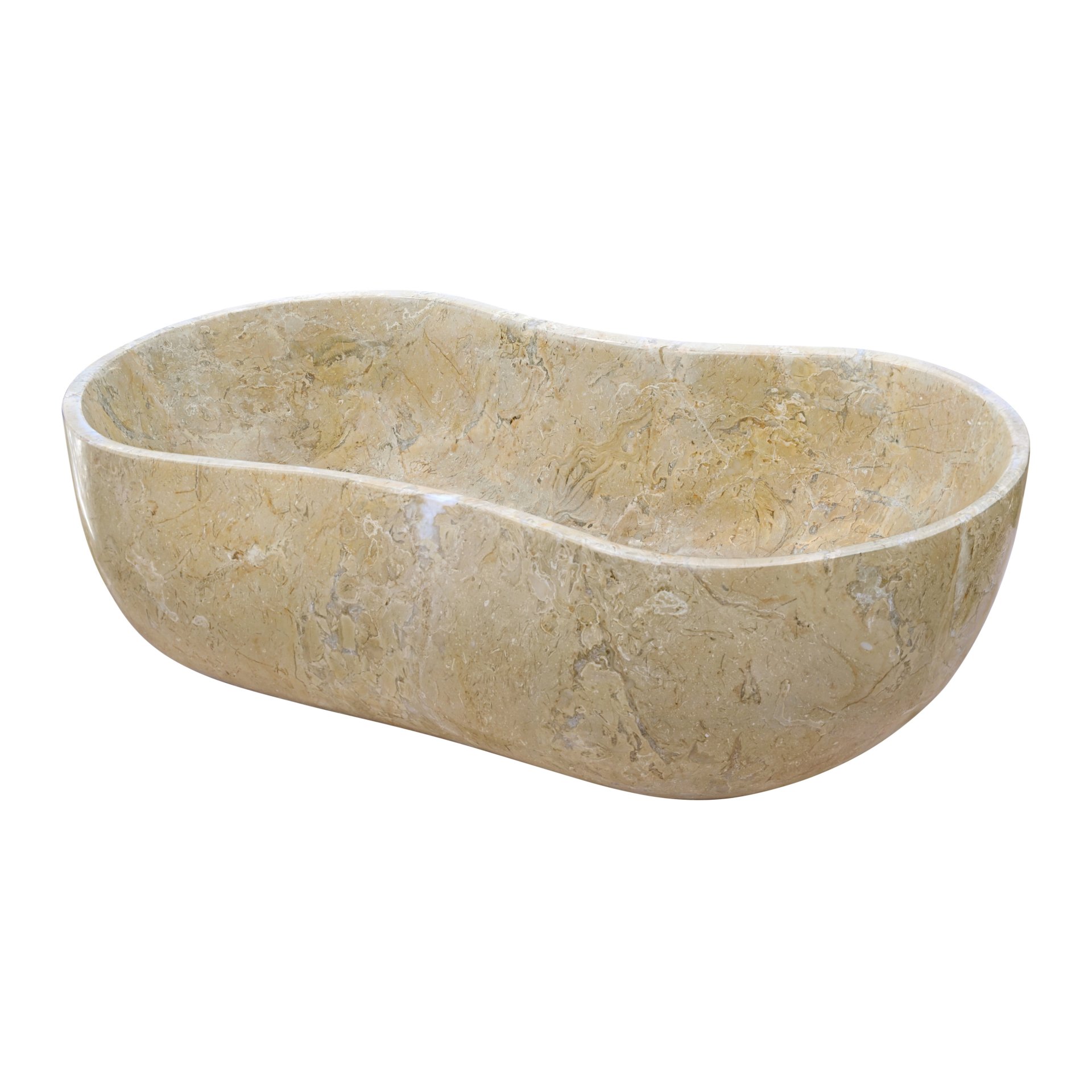 Bathroom Vessel Sink, Wavy Design, Semi Polished Surface - Beige / Gold / Beige / Yellow / Gold - Image 6