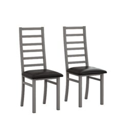 Dining Chairs High Back Armless Design For Kitchen (Set of 2) - Gray