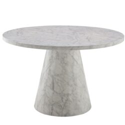 Kacey - Natural Engineered Stone Round Dining Table - Stone Gray