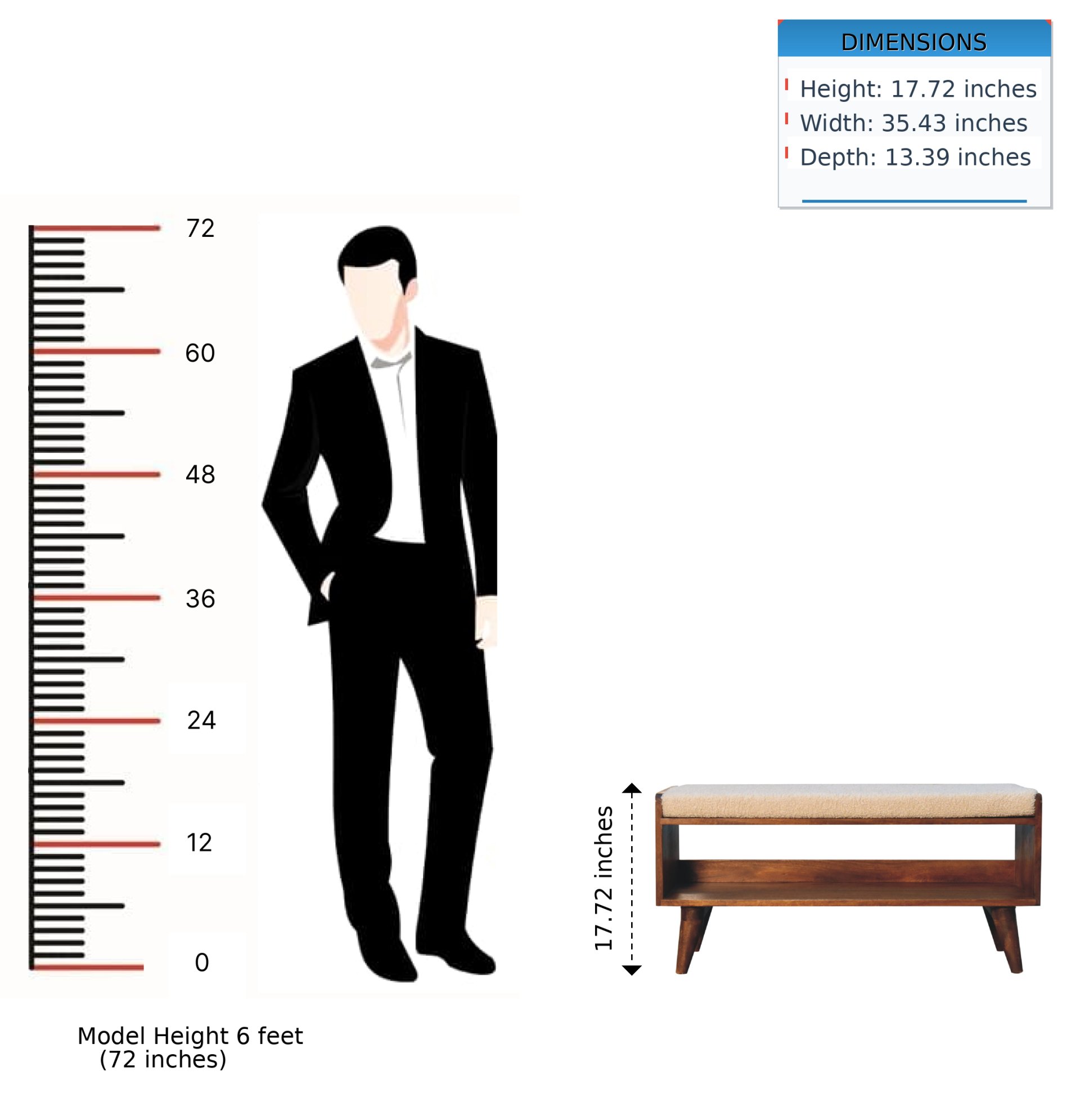 Boucle Nordic Storage Bench - Chestnut - Image 14