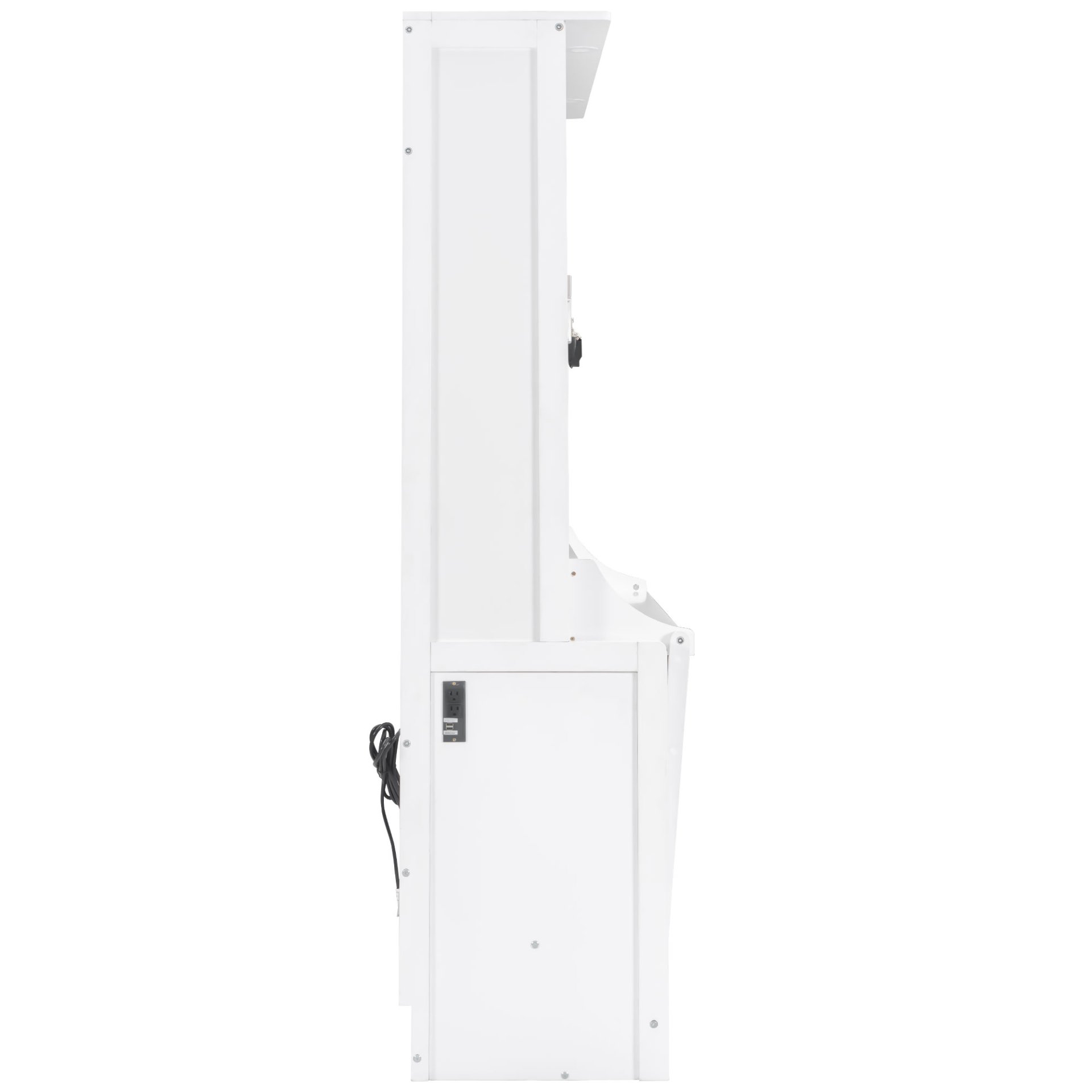 Queen Size Murphy Bed With Desk, LED Lights & USB Charging Station - White - Image 16