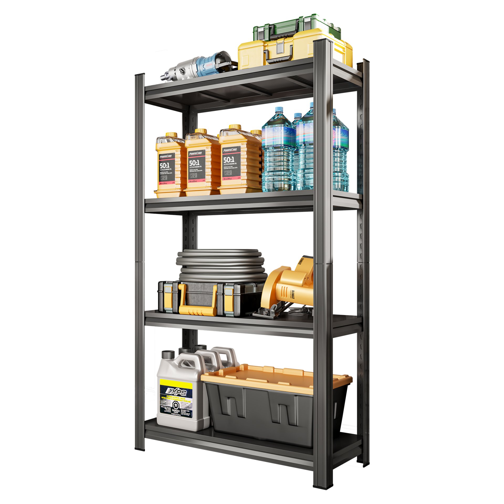 4 Tier Adjustable Storage Shelf, For Garage, Shed, Supermarket, Living Room, Multi Purpose Storage Shelf - Black - Image 4