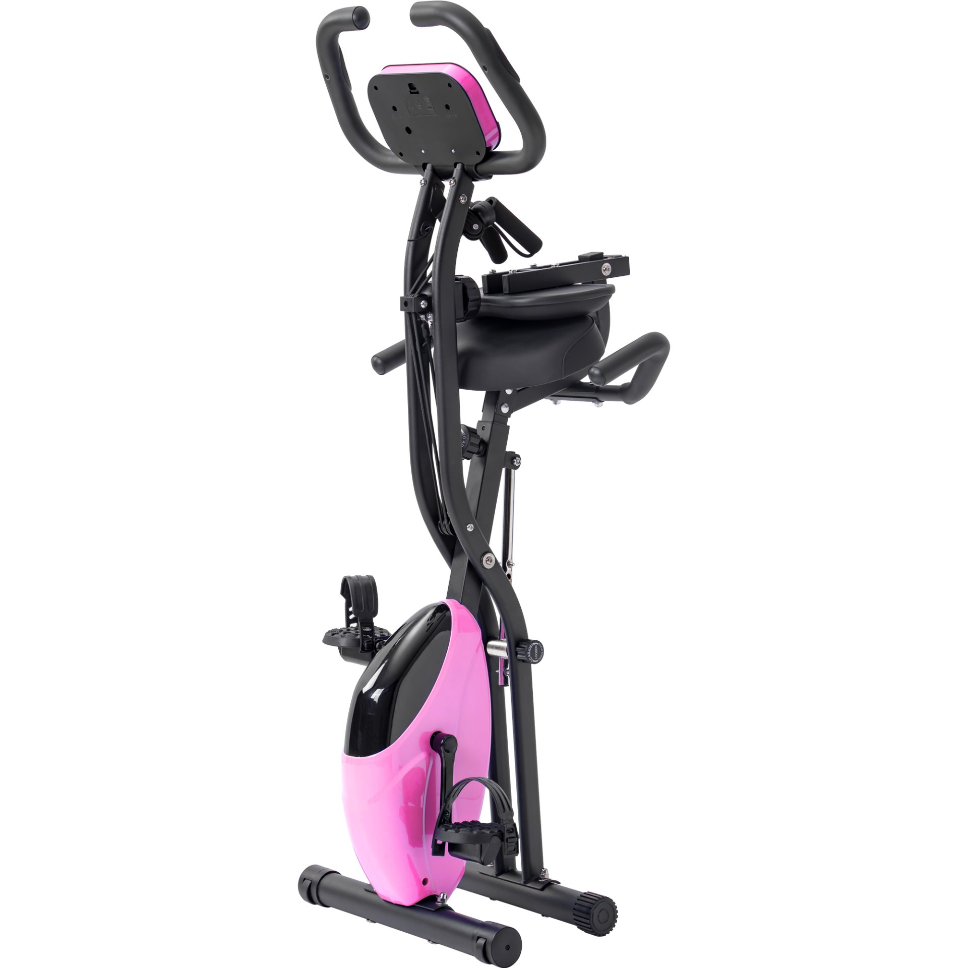 Workout Bikes, Folding Stationary For Home With 16 Level Magnetic Resistance, Indoor Exercise Equipment With Heart Rate Sensor & LCD Monitor - Pink - Image 13