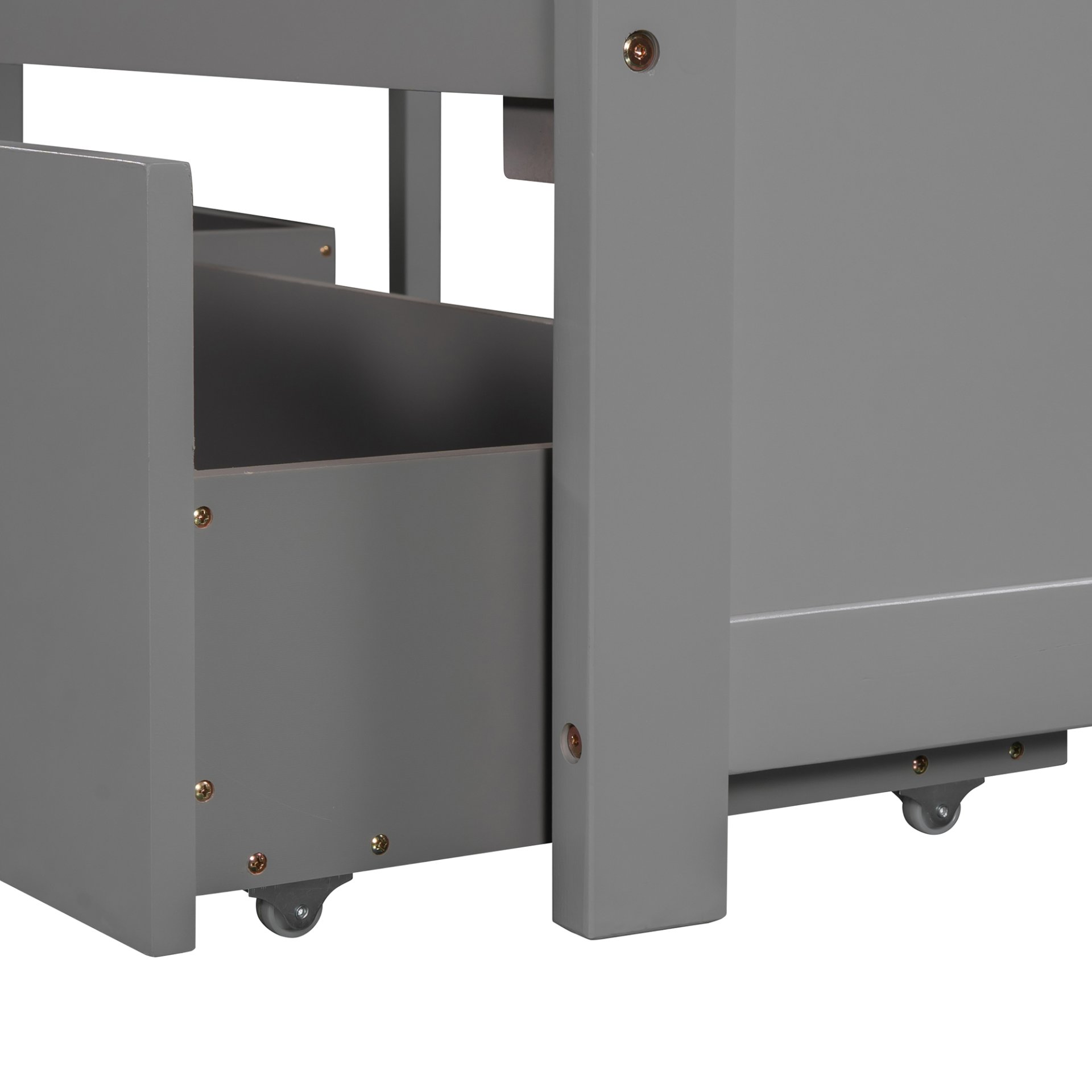 L-Shaped Platform Bed With Trundle And Drawers Linked With Built In Desk, Twin - Gray - Image 16