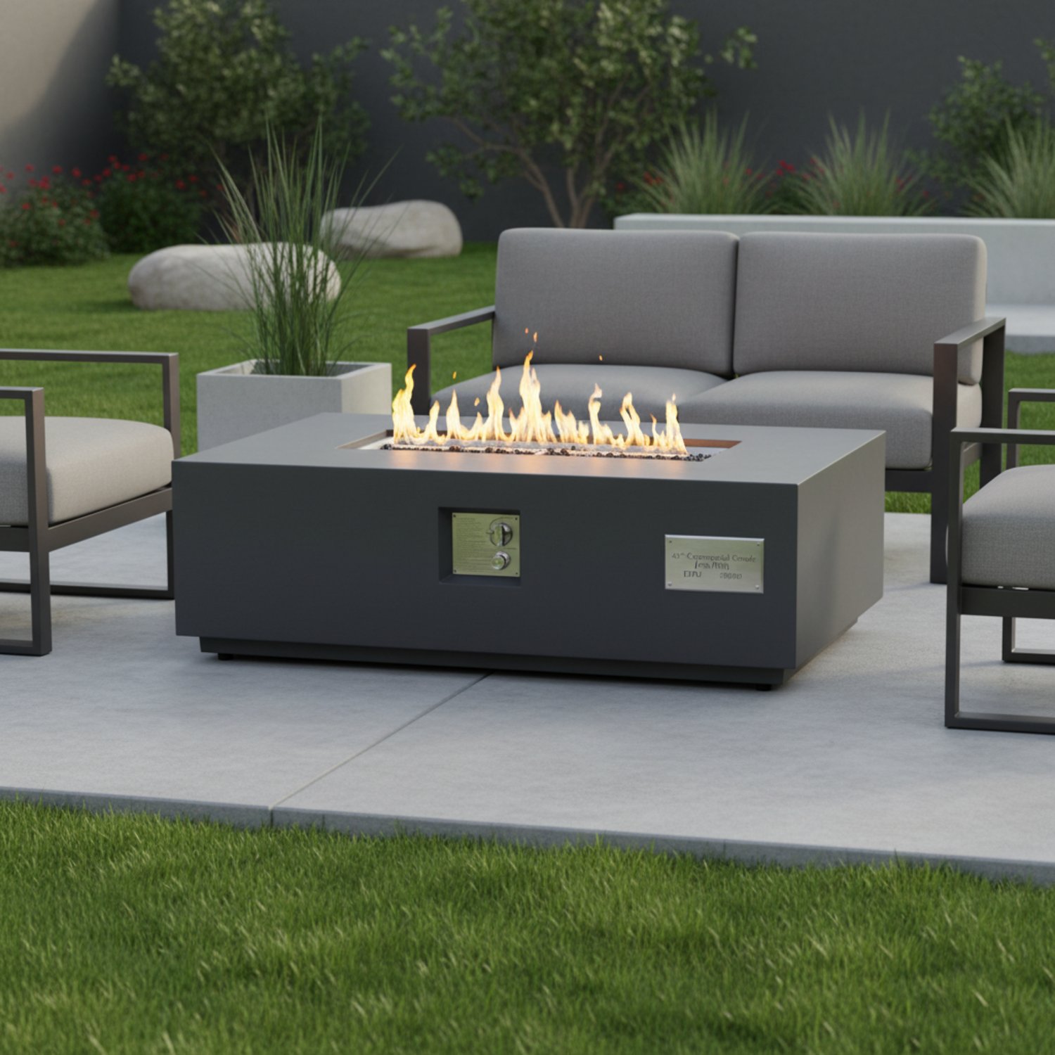 Volon - Rectangular Fire Pit Table, Propane Powered, 50,000 BTU - Light Gray - Image 17
