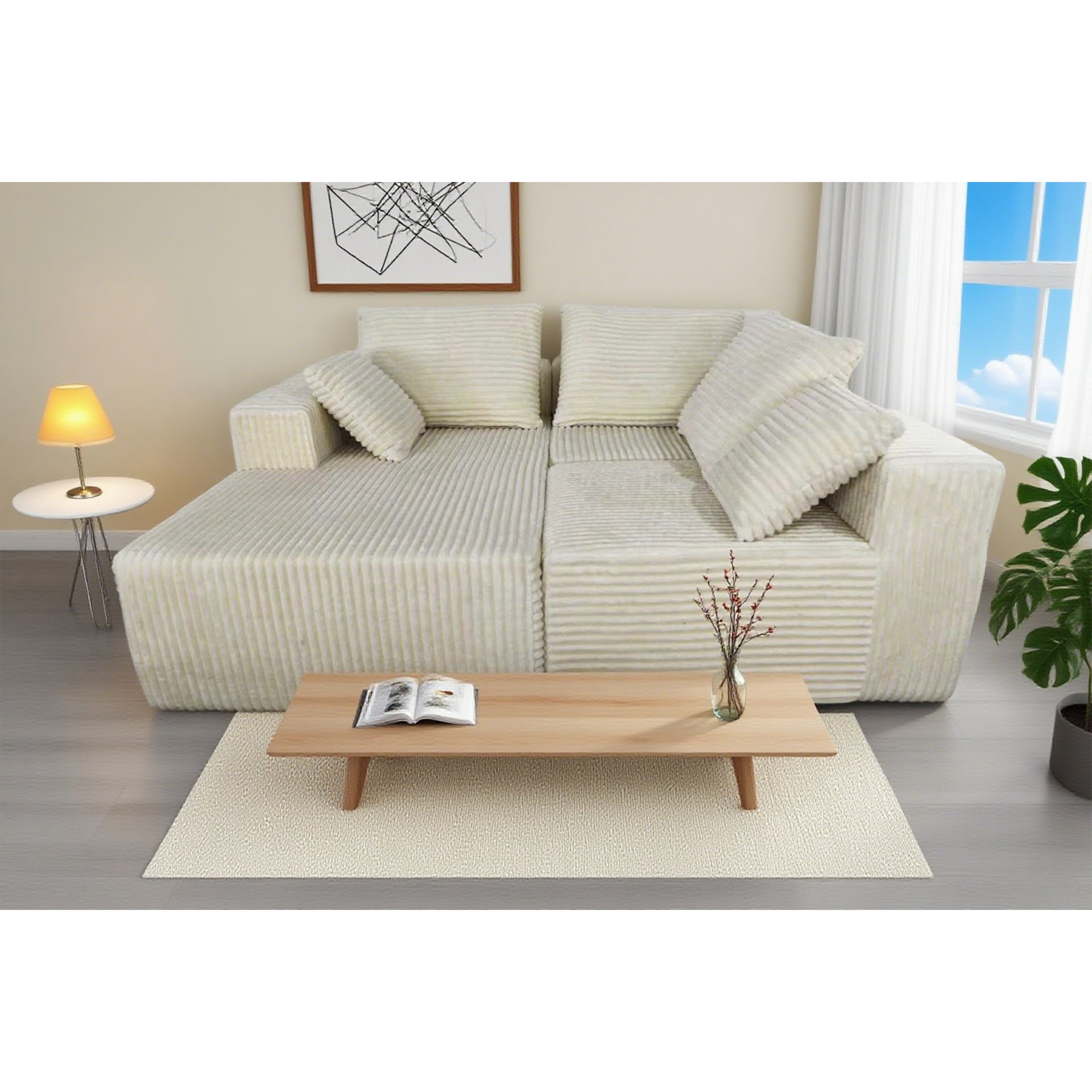 Corner Combination Sofa Sectional Couch, Modular Design For Flexible Living Spaces - Beige - Image 13