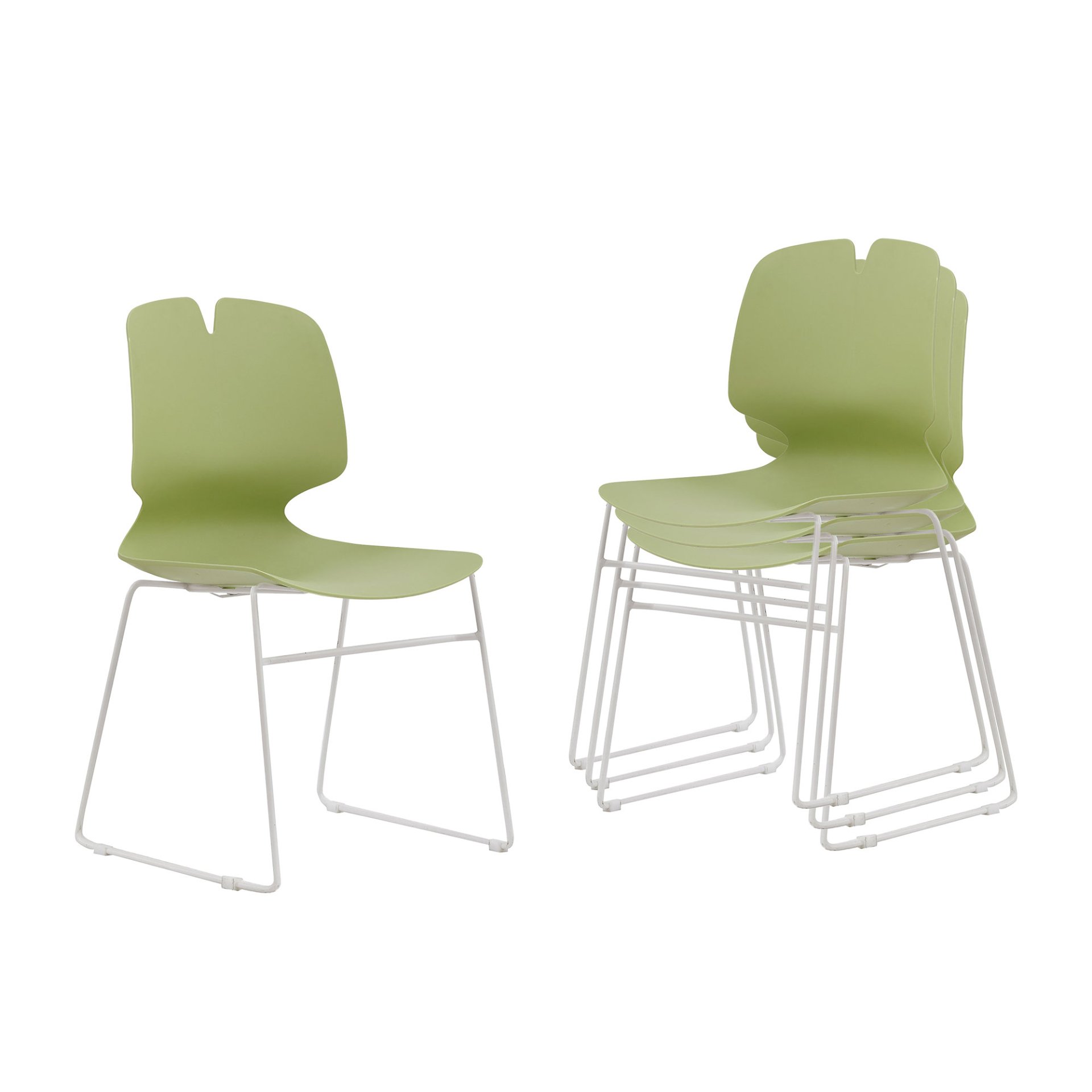 Stacked Office Chairs (Set of 4) - Green / Gray - Image 4