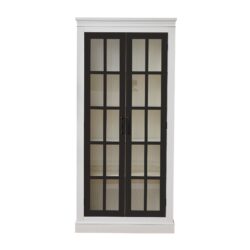 Rustic Style Display Cabinet With Glass Doors For Collectibles - Black / Cream White
