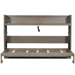 Twin Long Murphy Bed With Desk, LED Light And USB Charging Station - Gray Wash