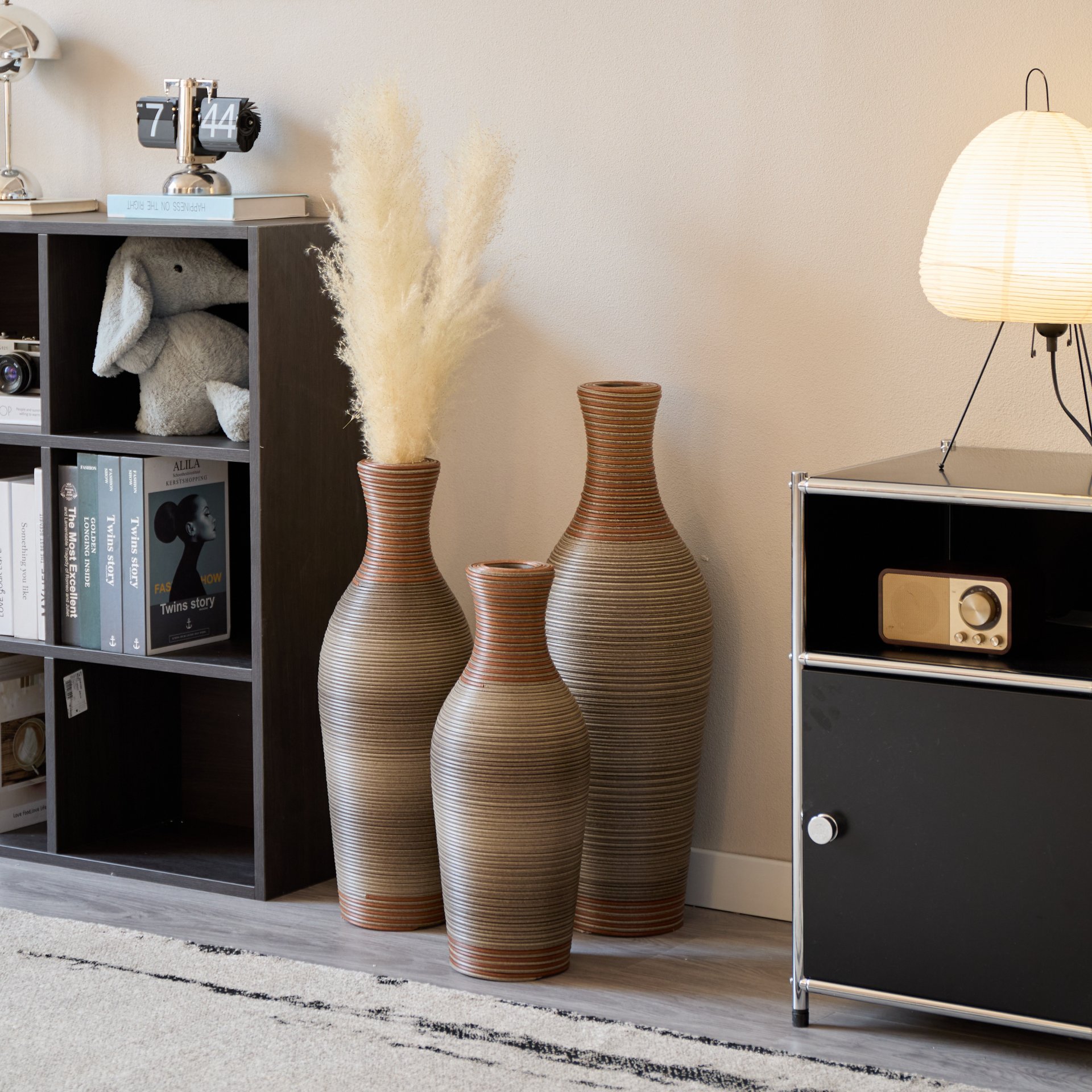 Desktop Vase, Classic And Neat Floor Vase, High Independent Flower Stand, Home Decoration Flower Stand (Set of 3) - Brown Gray - Image 13