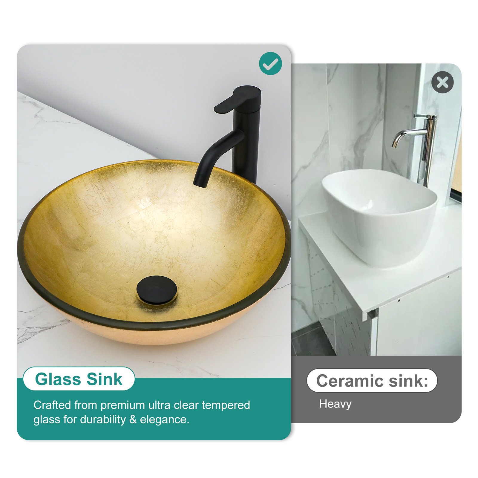 Textured Vessel Sink With Faucet And Pop Up Drain, Round Bowl For Bathroom Vanity - Gold - Image 2