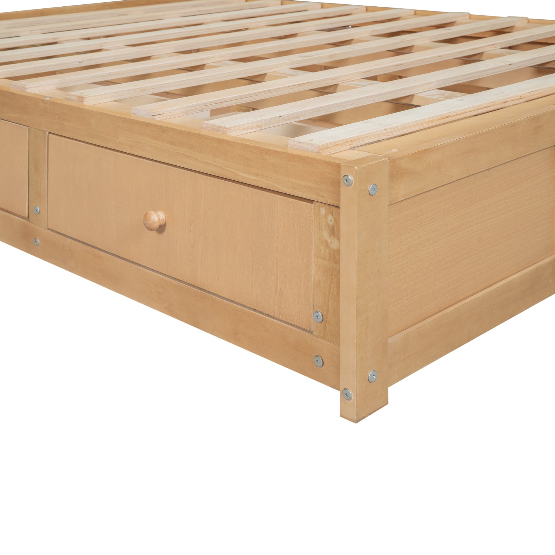 Full Size Platform Bed With Underneath Storage And 2 Drawers - Natural - Image 11