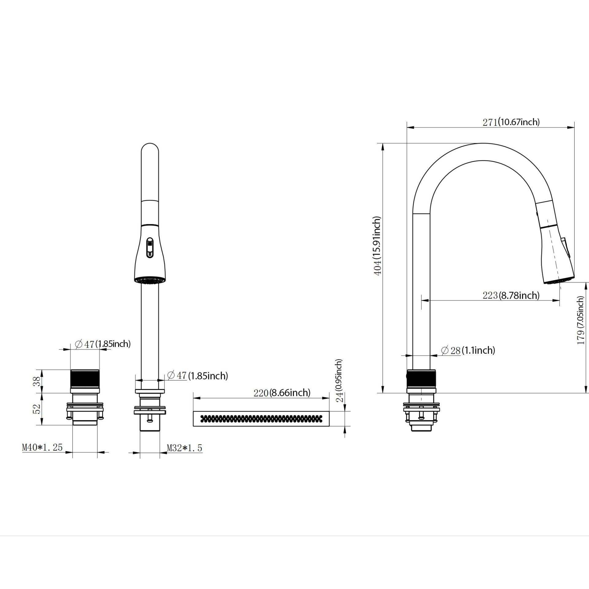 33" Undermount Stainless Steel Kitchen Sink With Pull Down Faucet & Ledge Workstation 16 Gauge T304, Single Bowl - Gunmetal Black - Image 2