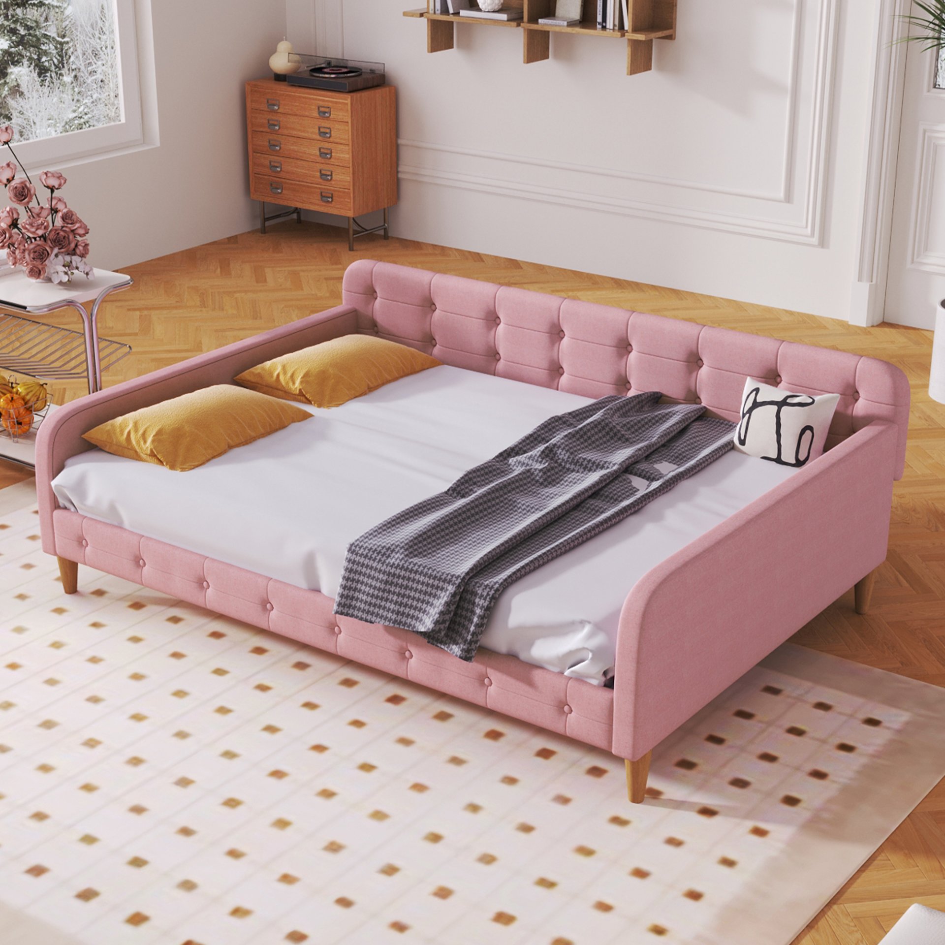 Full Size Upholstered Daybed - Pink - Image 2