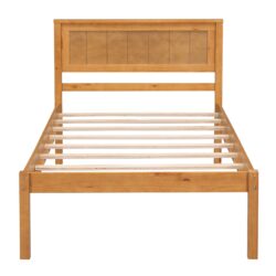 Platform Bed Frame With Headboard, Slat Support, No Box Spring Needed, Twin - Oak