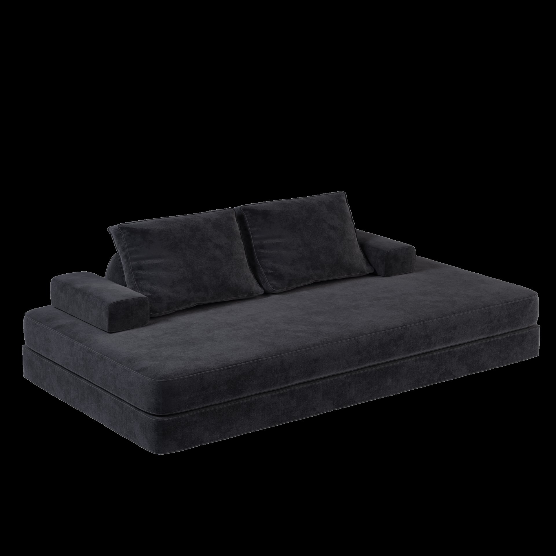 Multifunctional Convertible Sofa Bed With 2 Tumbler Backrests And 2 Pillows, Diy Modern Upholstered Couch - Dark Gray - Image 18