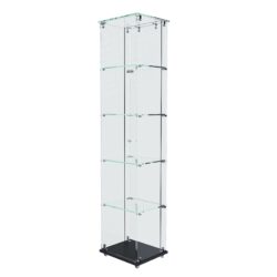 5 Tier Glass Display Case With 5 Dynamic LED Modes For Collectibles & Decor - Black