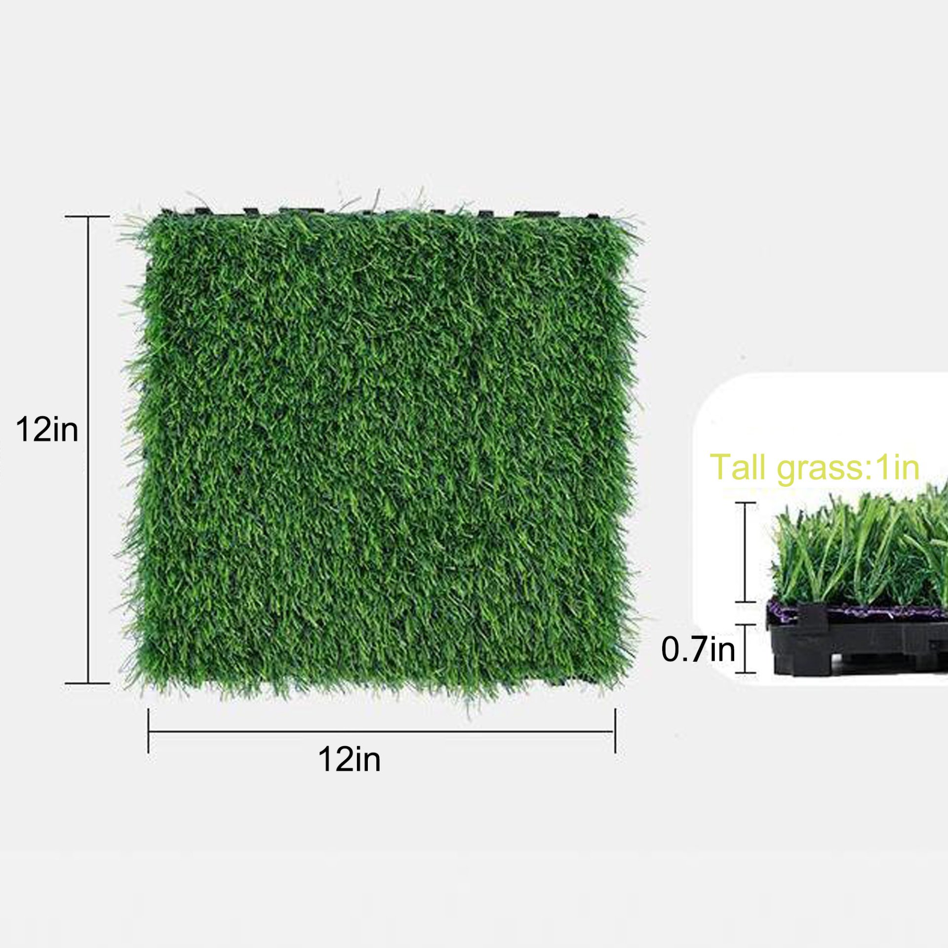 Artificial Lawn Interlocking Grass Tiles For Patio (Set of 36) - Green - Image 3