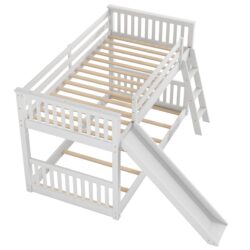 Twin Over Twin Bunk Bed & Convertible Slide And Ladder - White