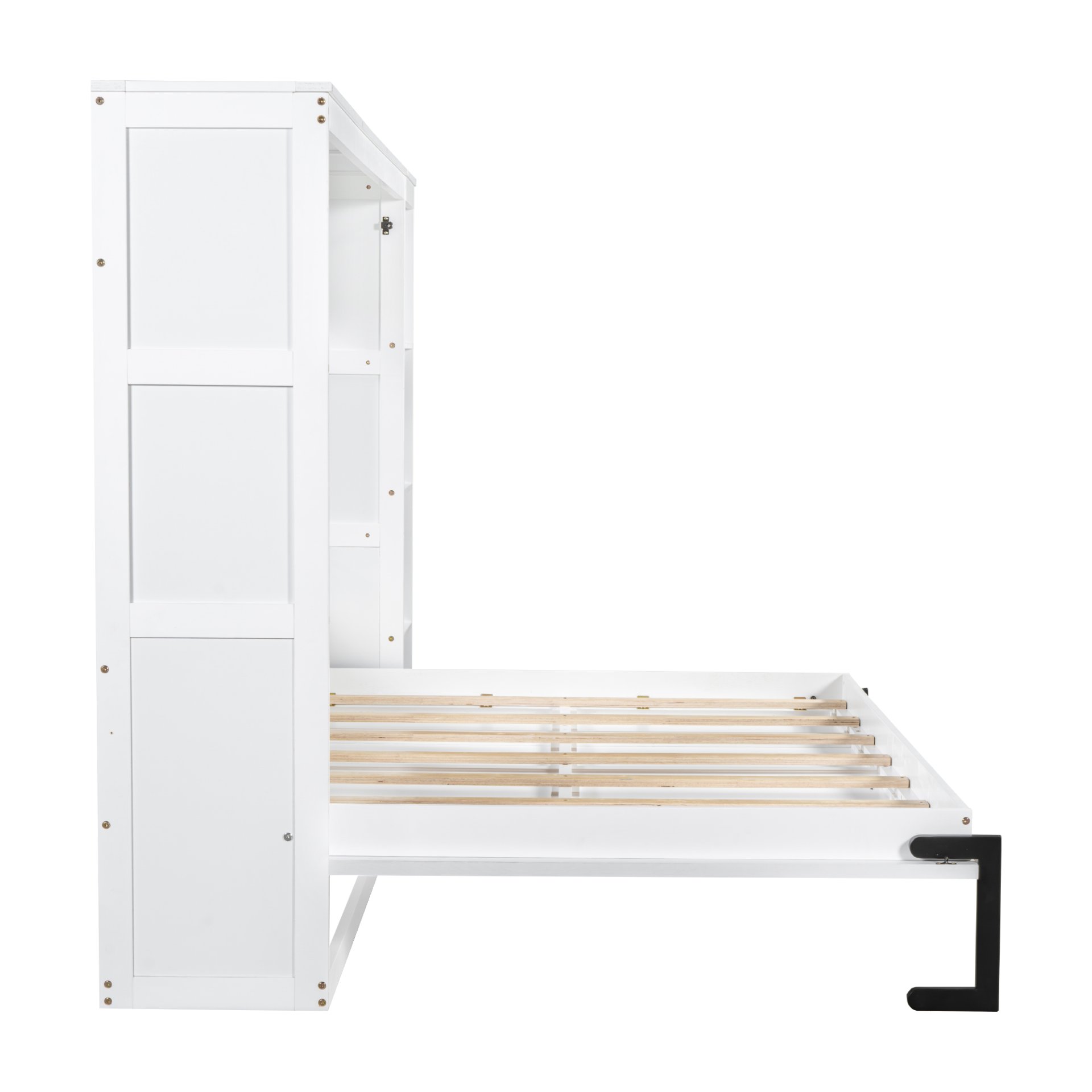 Full Size Murphy Bed With Bookshelf And Storage - White - Image 8