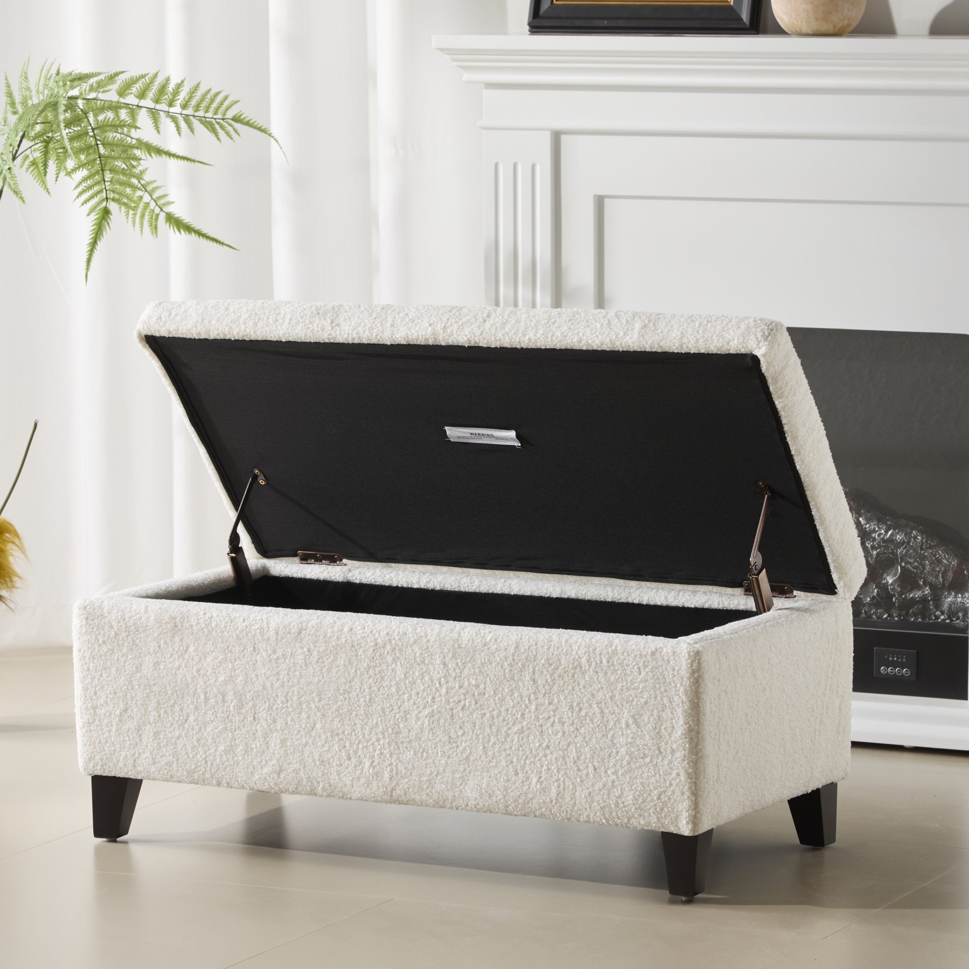 Storage Ottoman With Flip Top Lid - Dark Brown / White - Image 4