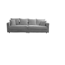 Plush Corduroy 4 Seat Sofa, Modern Comfy Upholstered Sofa Cloud Couch, Deep Seat Couches With Soft Pillows, Convertible Deep Seat Sofa Lounge Chair For Living Room - Gray