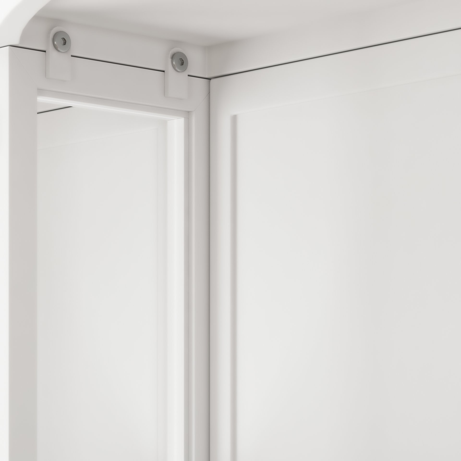Arched Glass Double Door Wardrobe With Shatterproof Mirror, Open Shelf & Towel Rack - White - Image 10