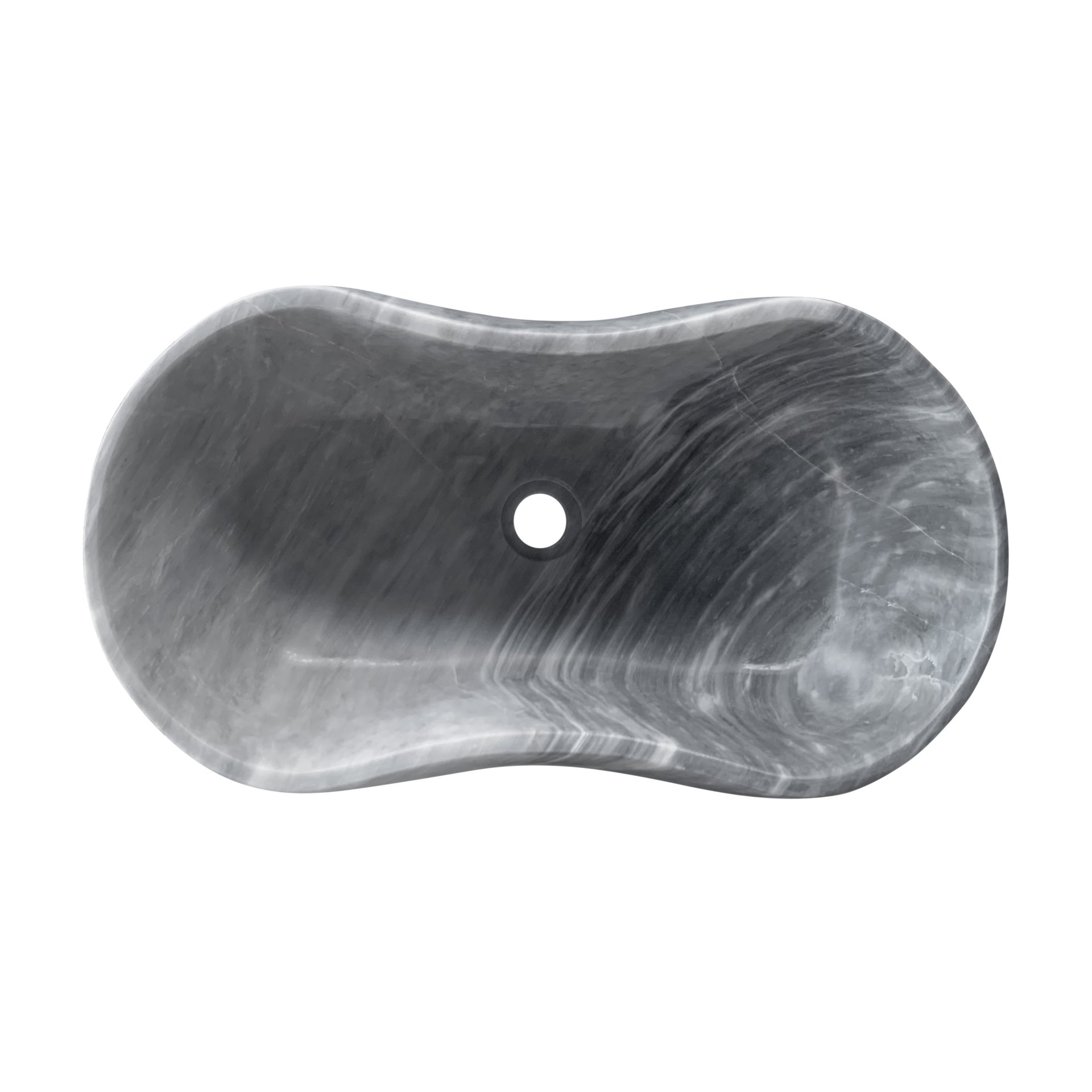 Bathroom Vessel Sink, Wavy Design, Semi Polished Surface - Gray - Image 11